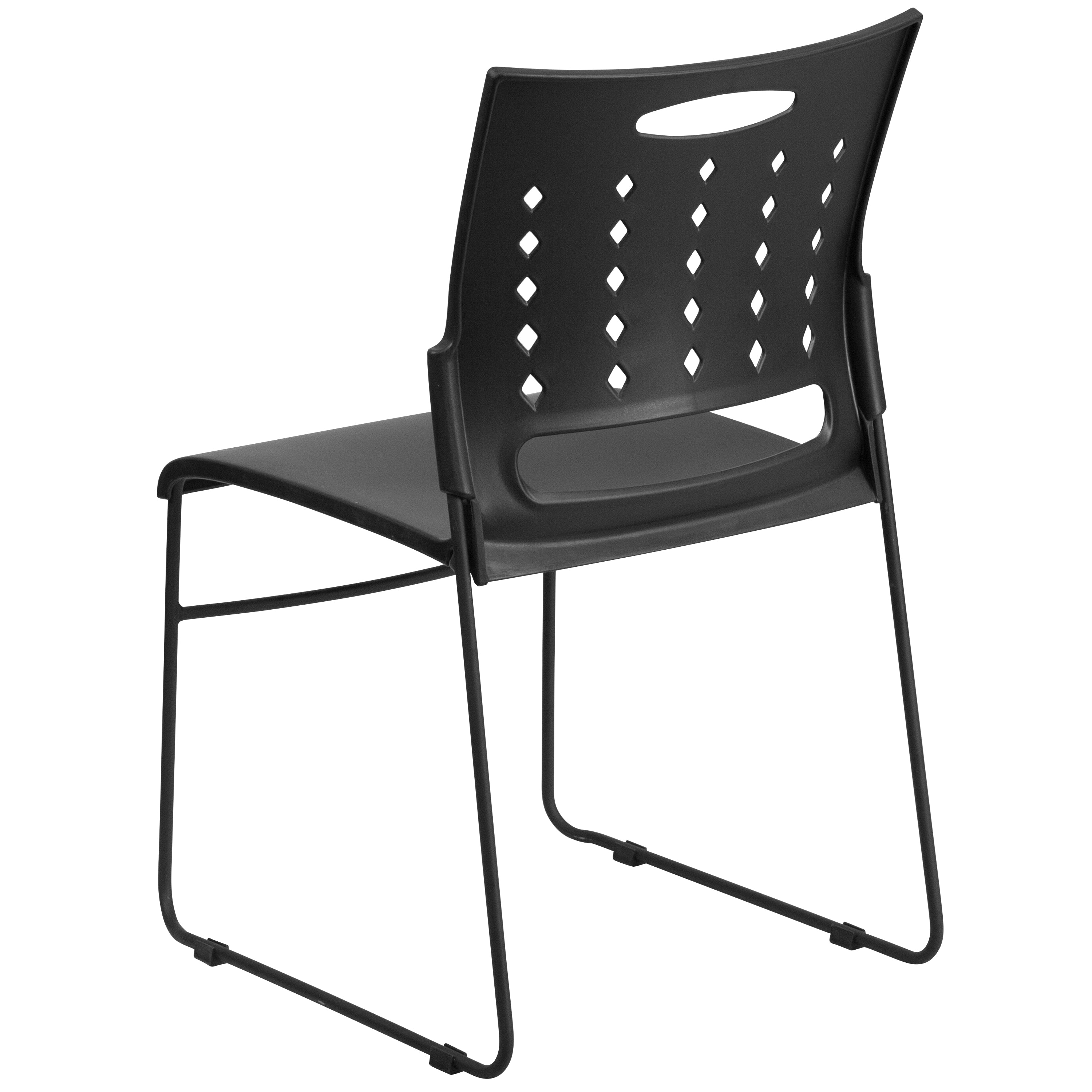 HERCULES Series 881 lb. Capacity Black Sled Base Stack Chair with Air-Vent Back