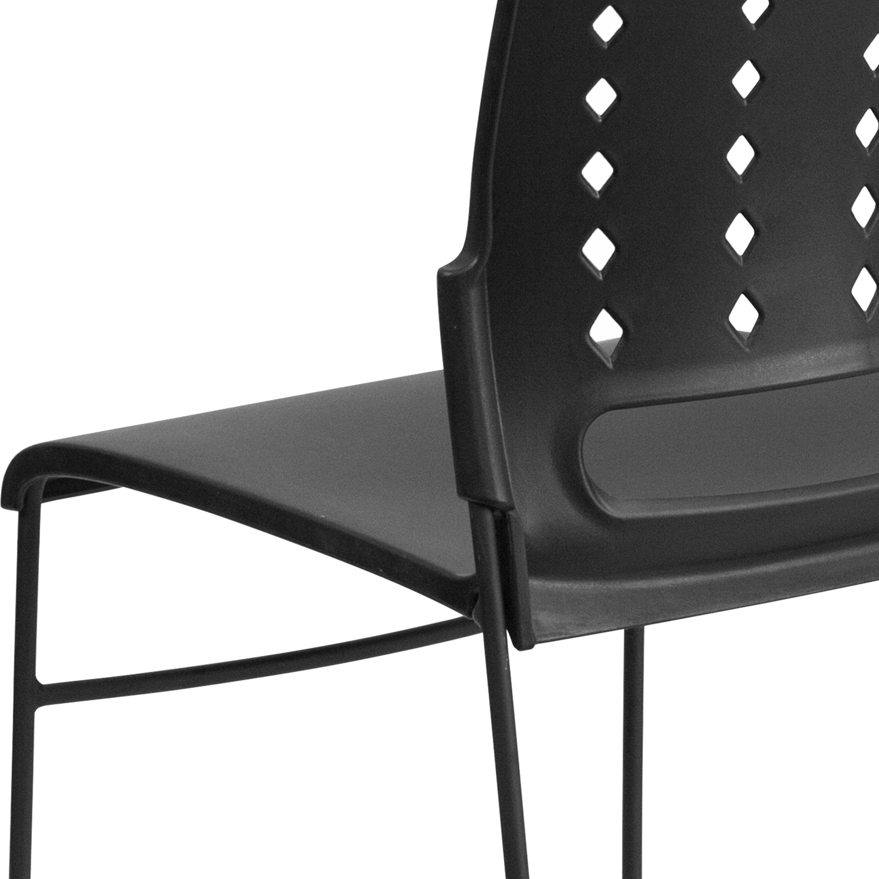 HERCULES Series 881 lb. Capacity Black Sled Base Stack Chair with Air-Vent Back