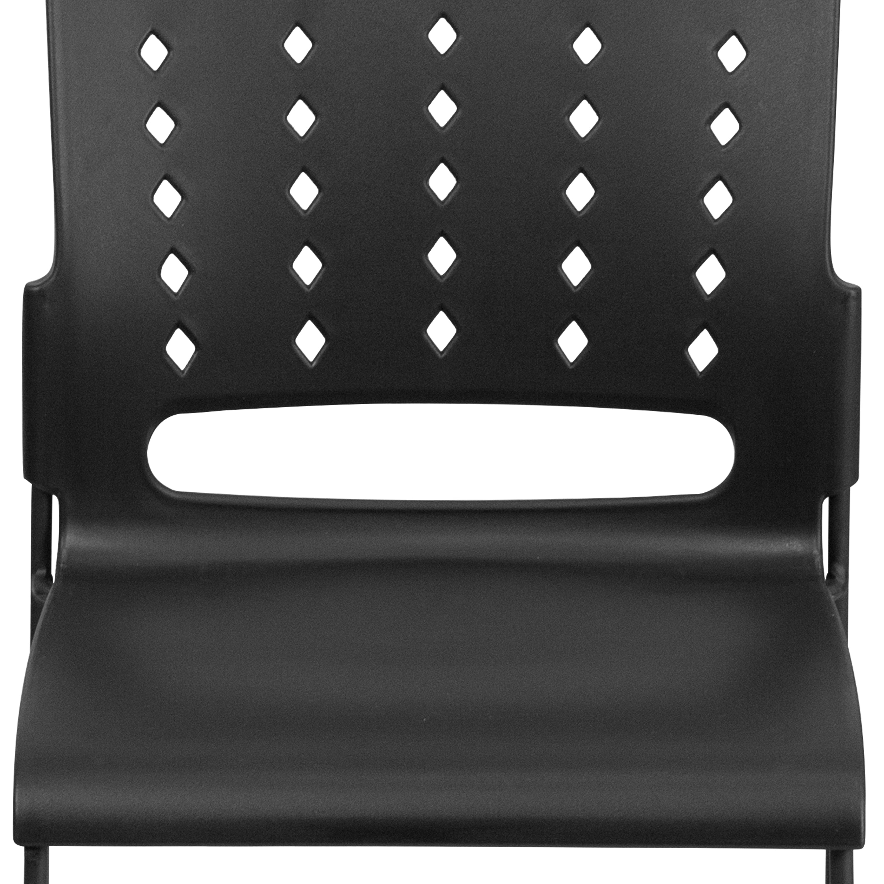 HERCULES Series 881 lb. Capacity Black Sled Base Stack Chair with Air-Vent Back