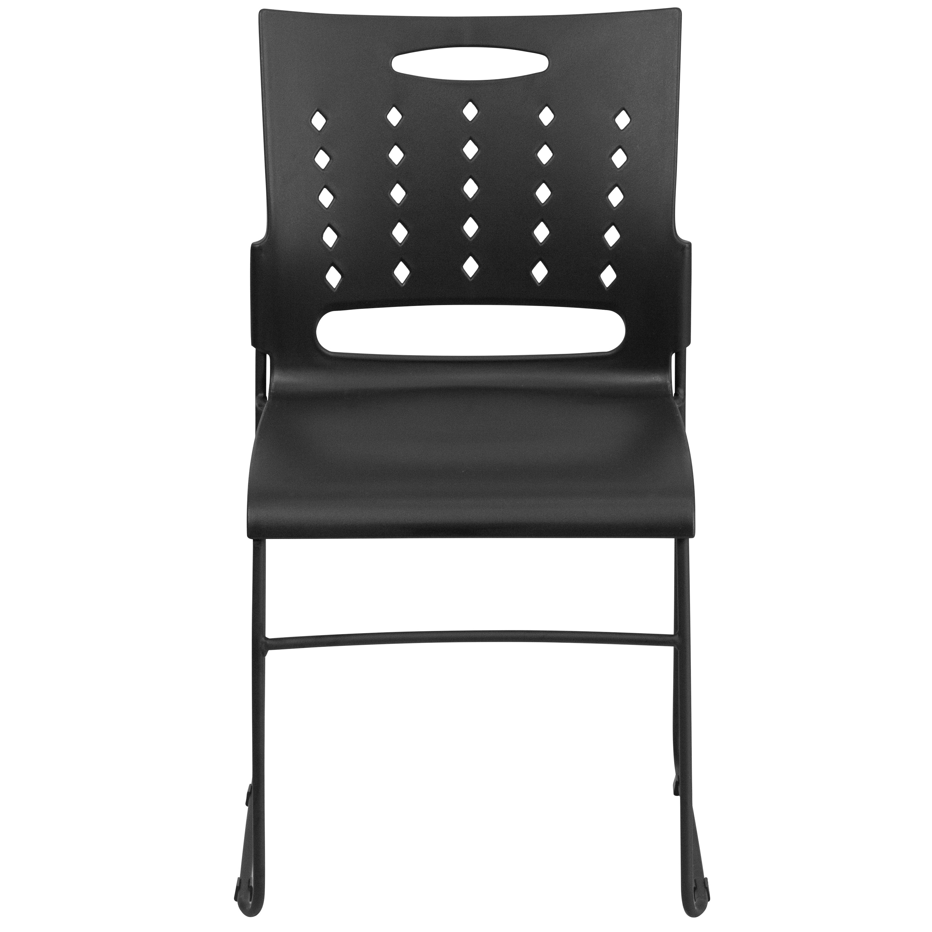 HERCULES Series 881 lb. Capacity Black Sled Base Stack Chair with Air-Vent Back