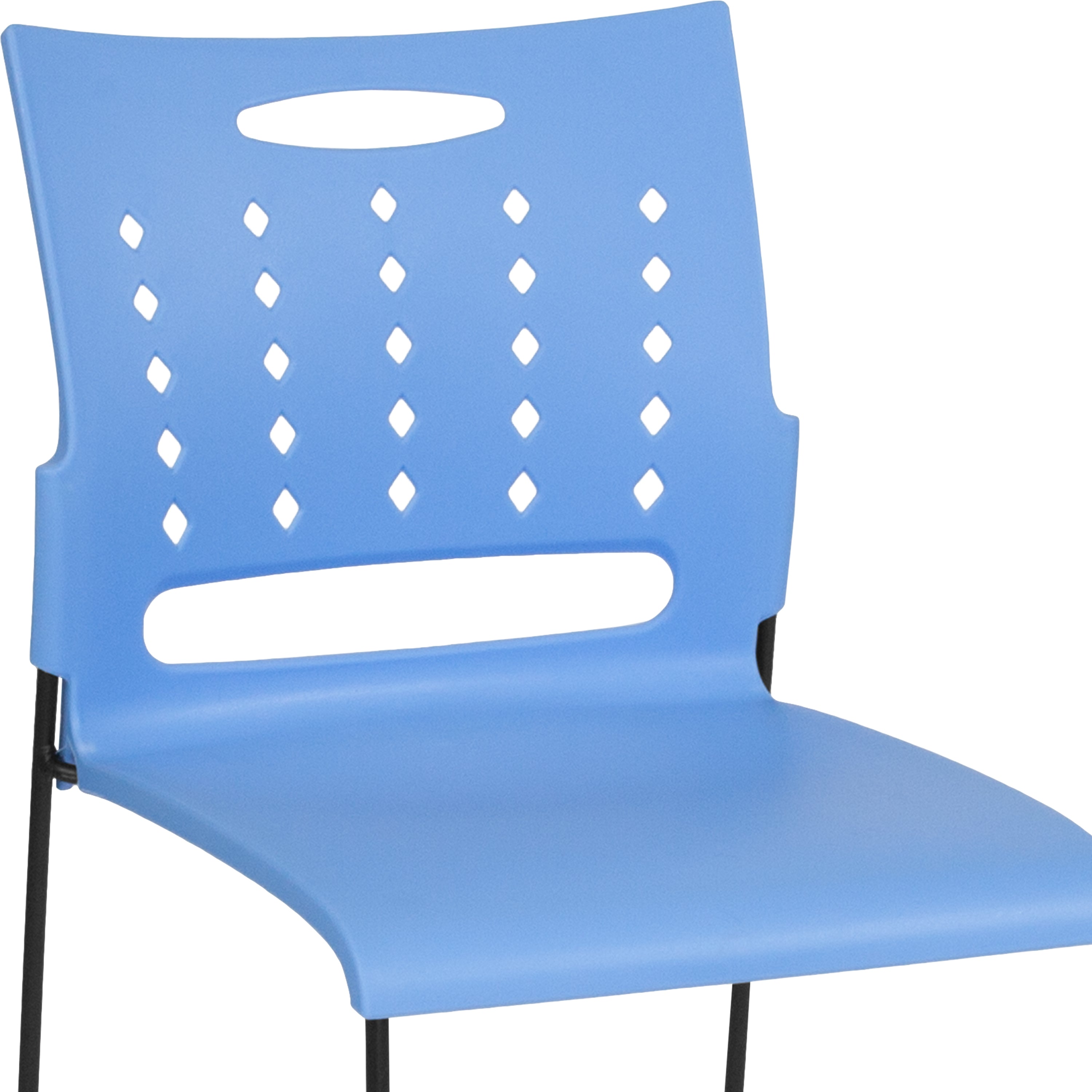 HERCULES Series 881 lb. Capacity Blue Sled Base Stack Chair with Air-Vent Back