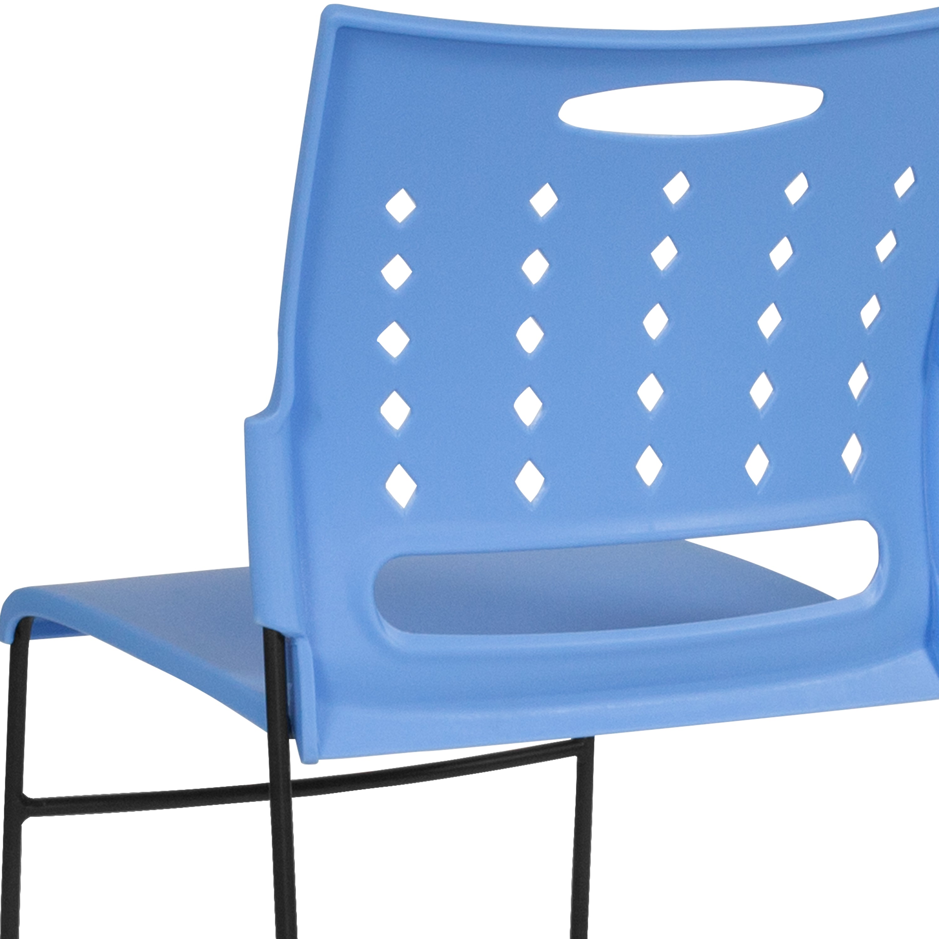 HERCULES Series 881 lb. Capacity Blue Sled Base Stack Chair with Air-Vent Back