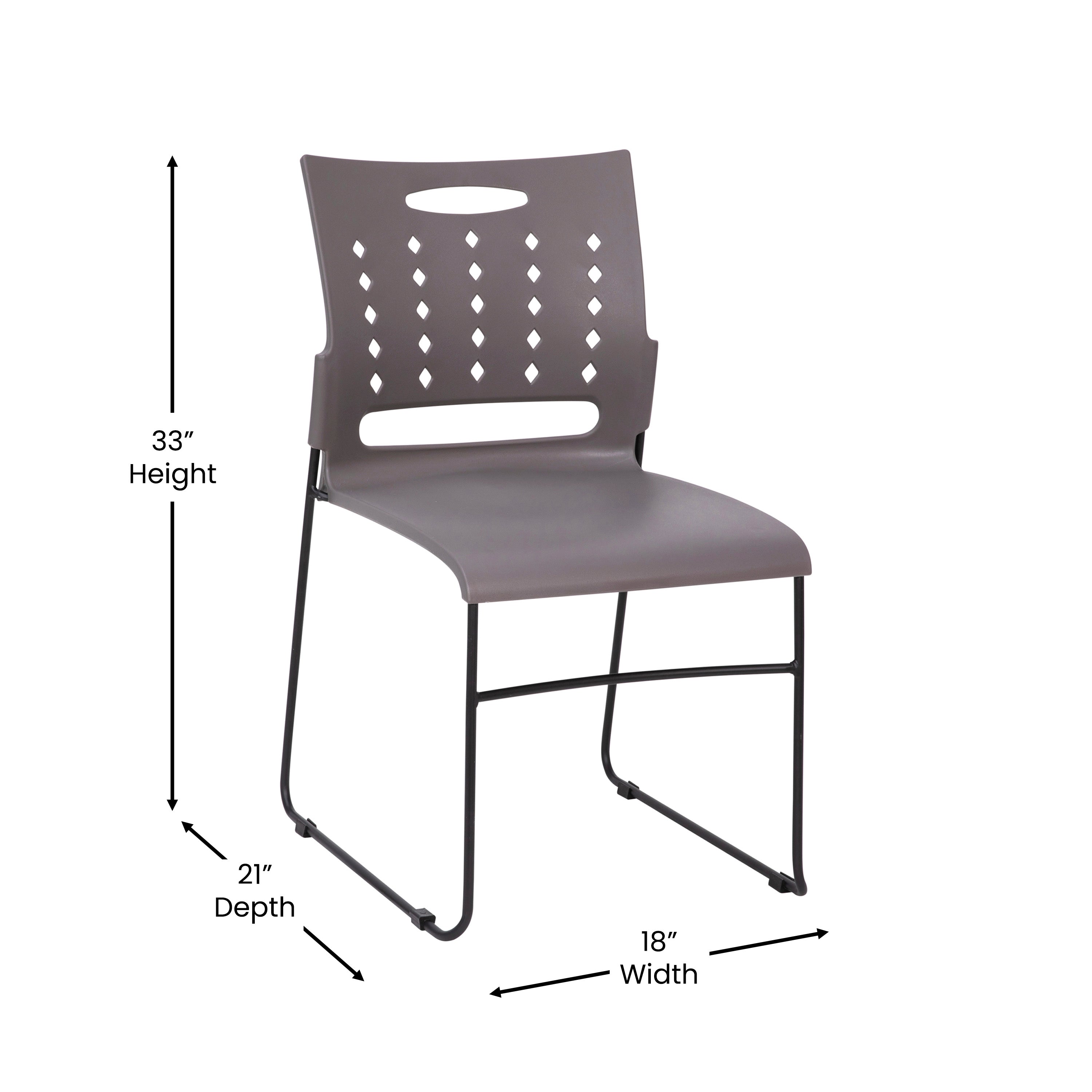 HERCULES Series 881 lb. Capacity Gray Sled Base Stack Chair with Air-Vent Back