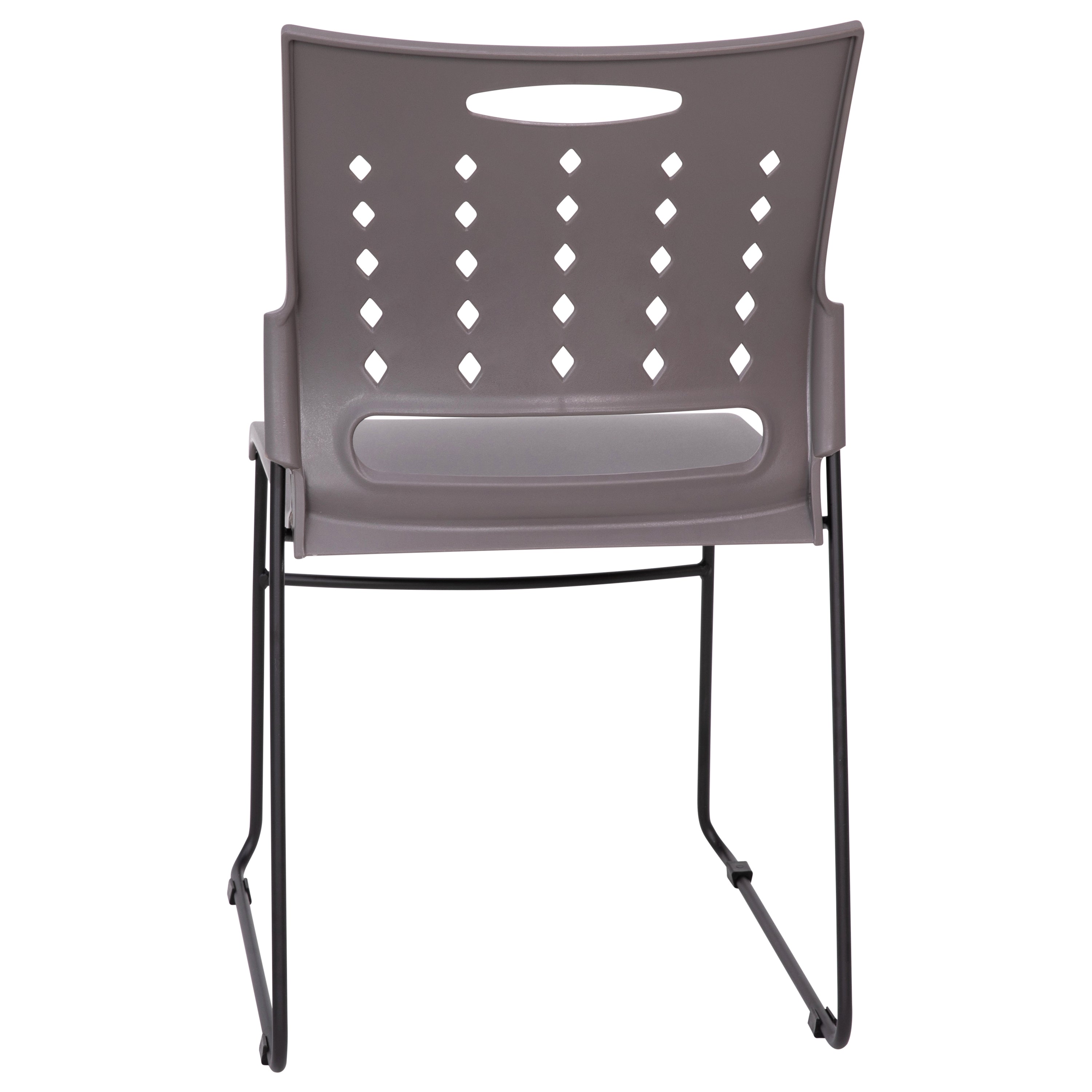 HERCULES Series 881 lb. Capacity Gray Sled Base Stack Chair with Air-Vent Back