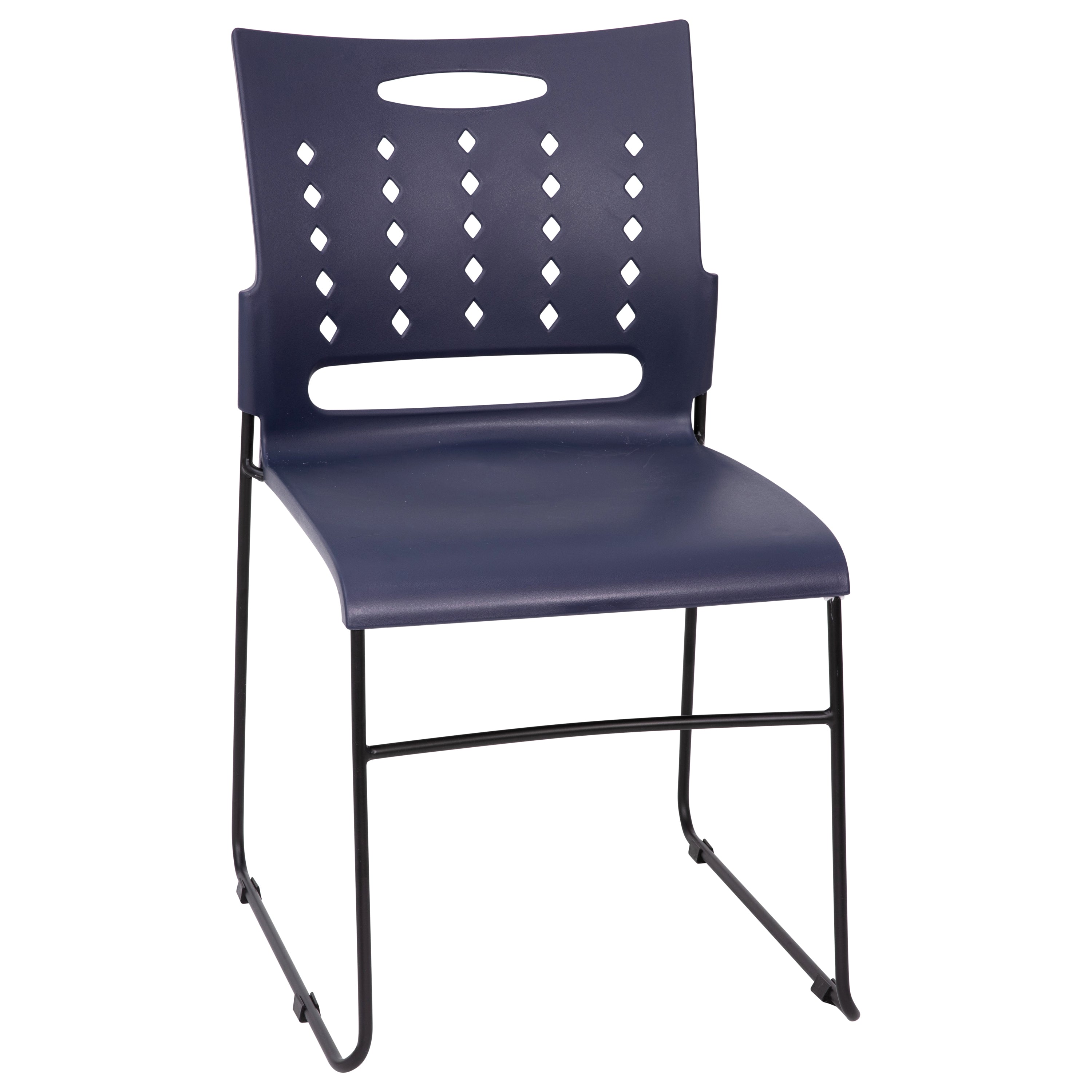 HERCULES Series 881 lb. Capacity Navy Sled Base Stack Chair with Air-Vent Back