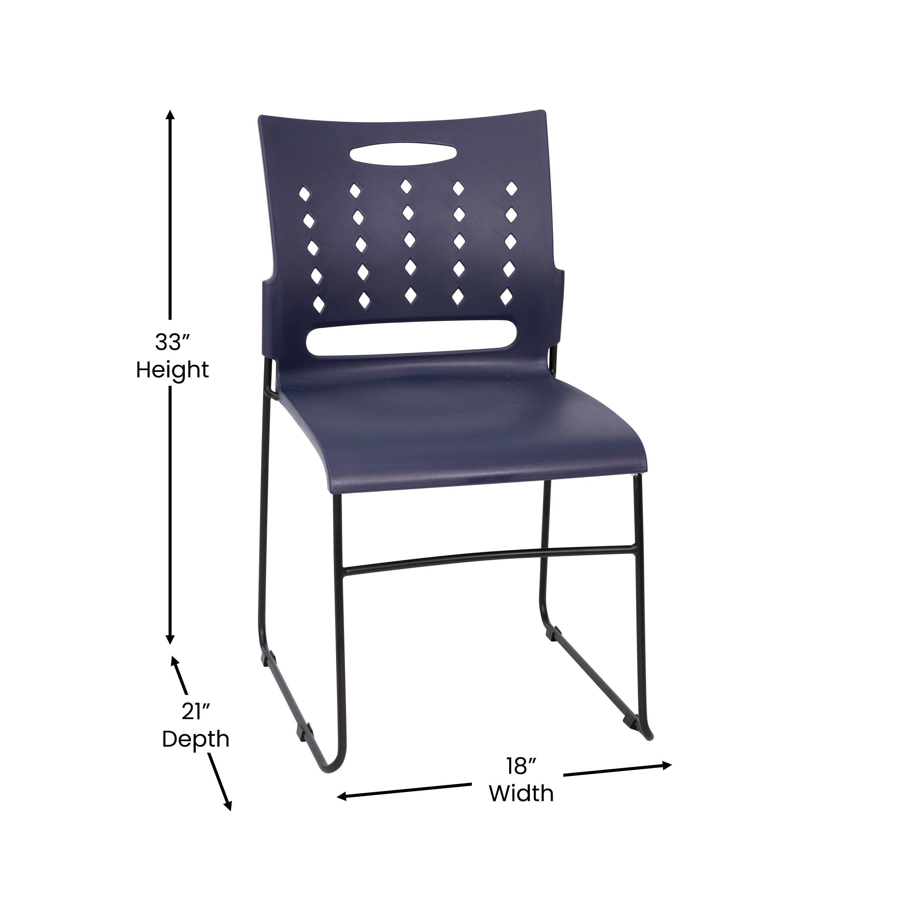 HERCULES Series 881 lb. Capacity Navy Sled Base Stack Chair with Air-Vent Back