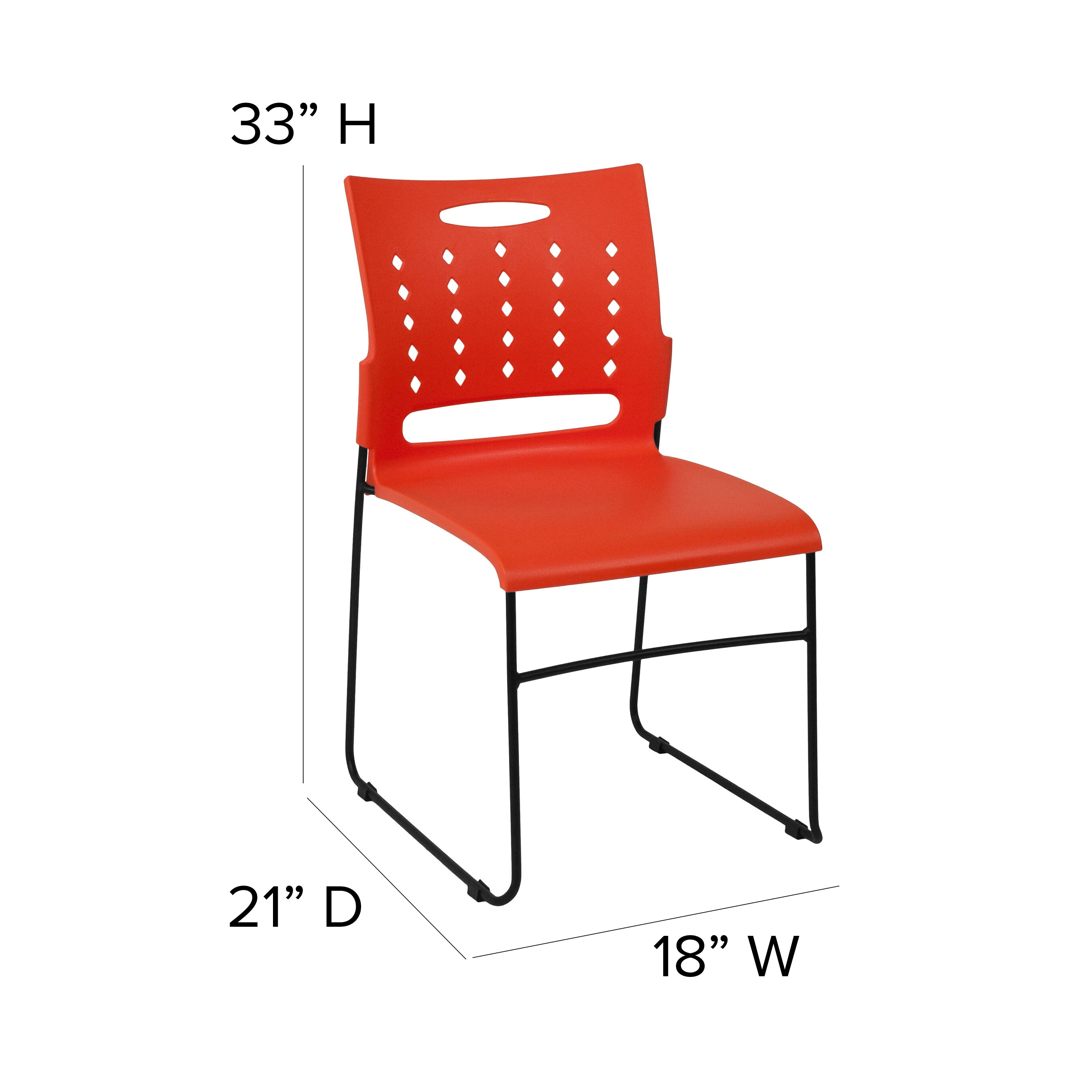 HERCULES Series 881 lb. Capacity Orange Sled Base Stack Chair with Air-Vent Back