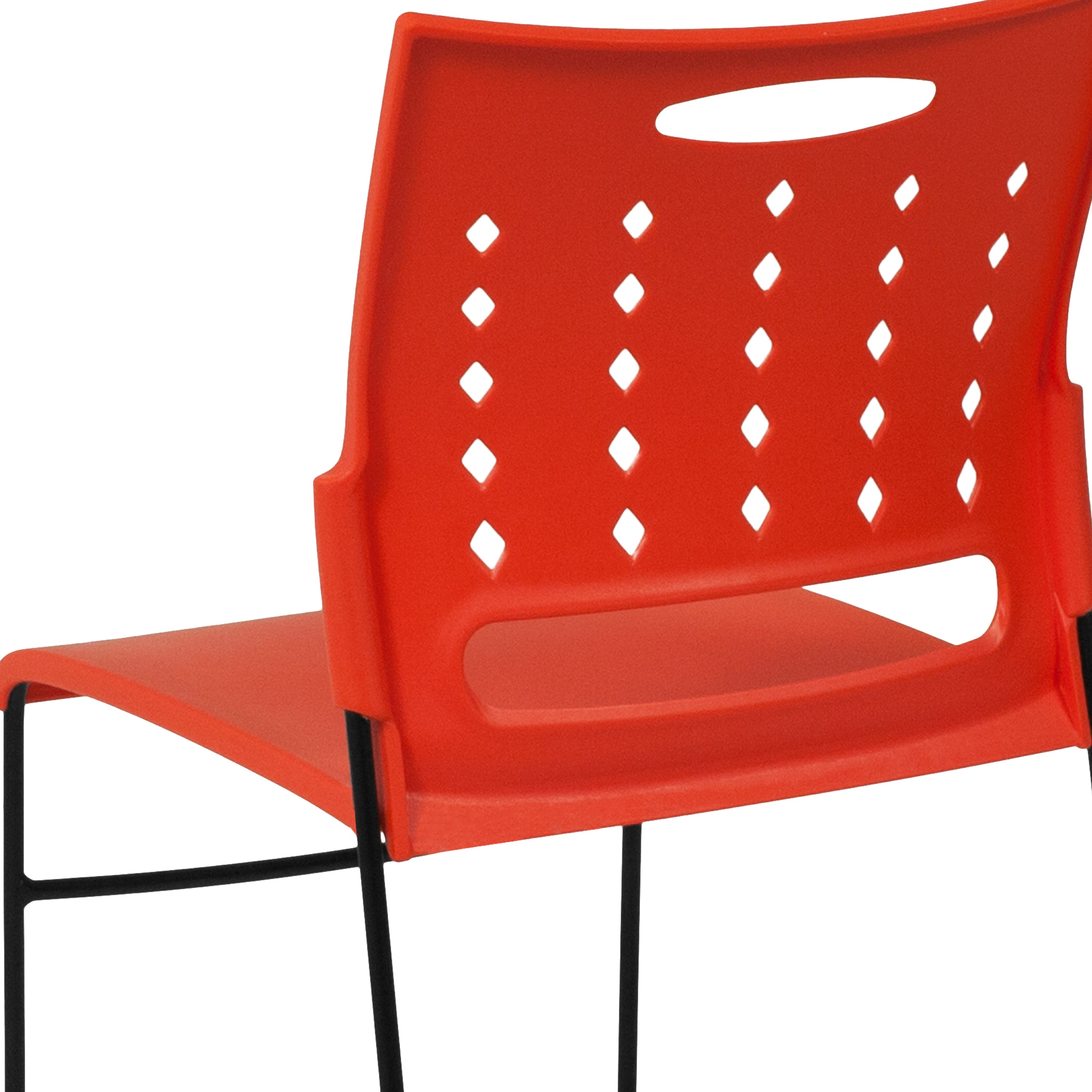 HERCULES Series 881 lb. Capacity Orange Sled Base Stack Chair with Air-Vent Back