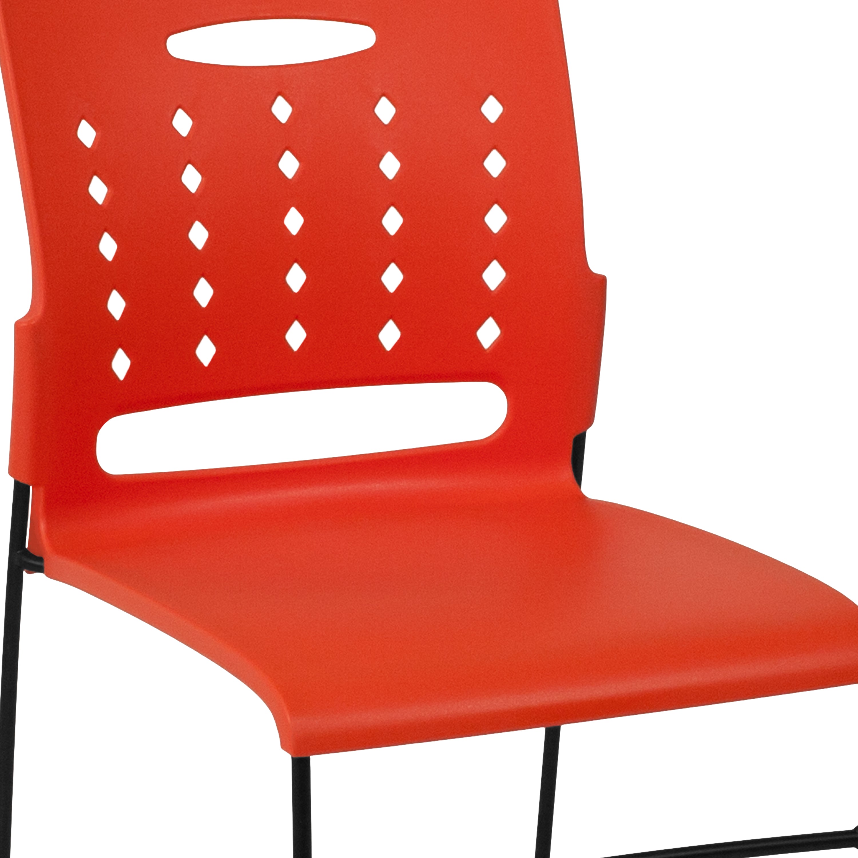 HERCULES Series 881 lb. Capacity Orange Sled Base Stack Chair with Air-Vent Back