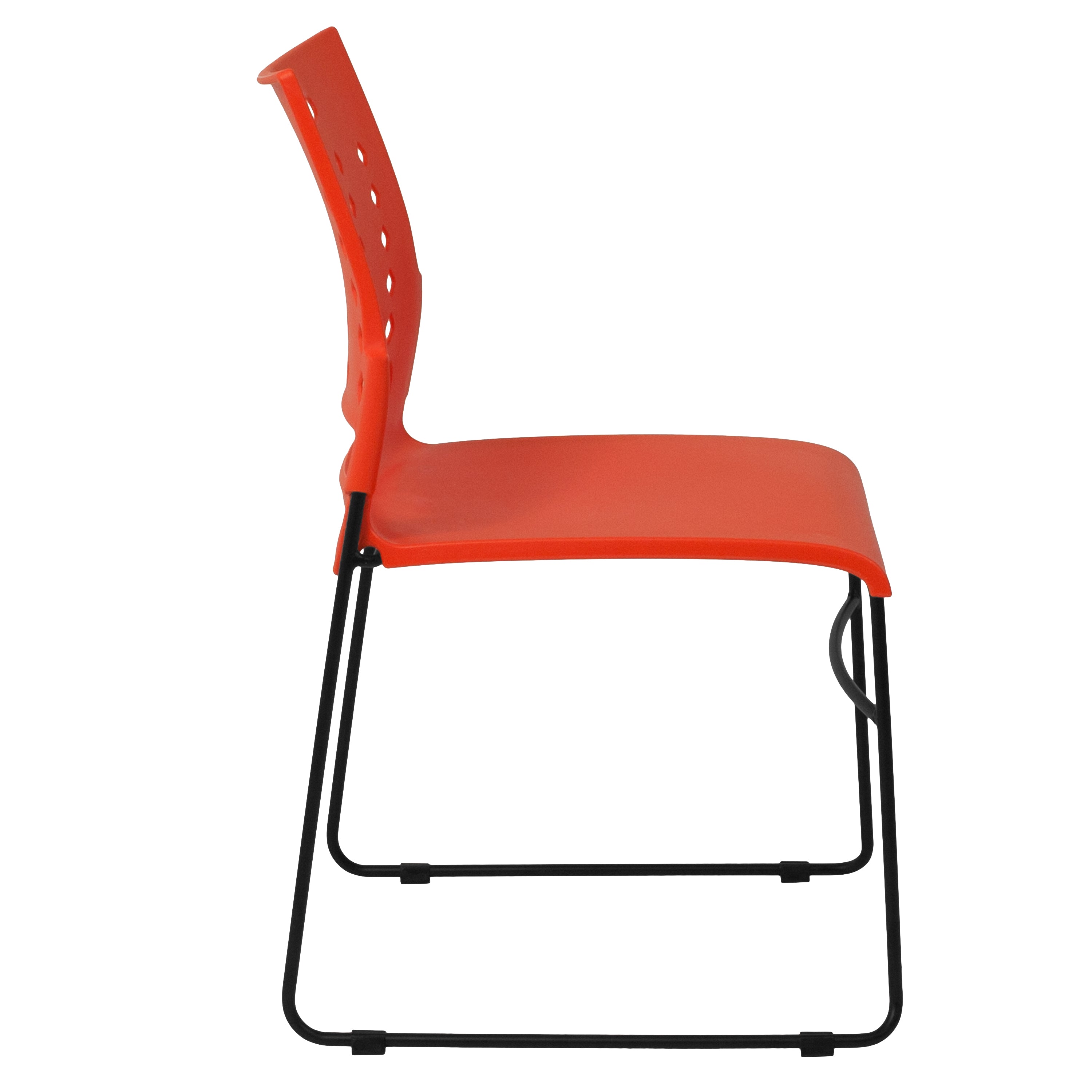 HERCULES Series 881 lb. Capacity Orange Sled Base Stack Chair with Air-Vent Back