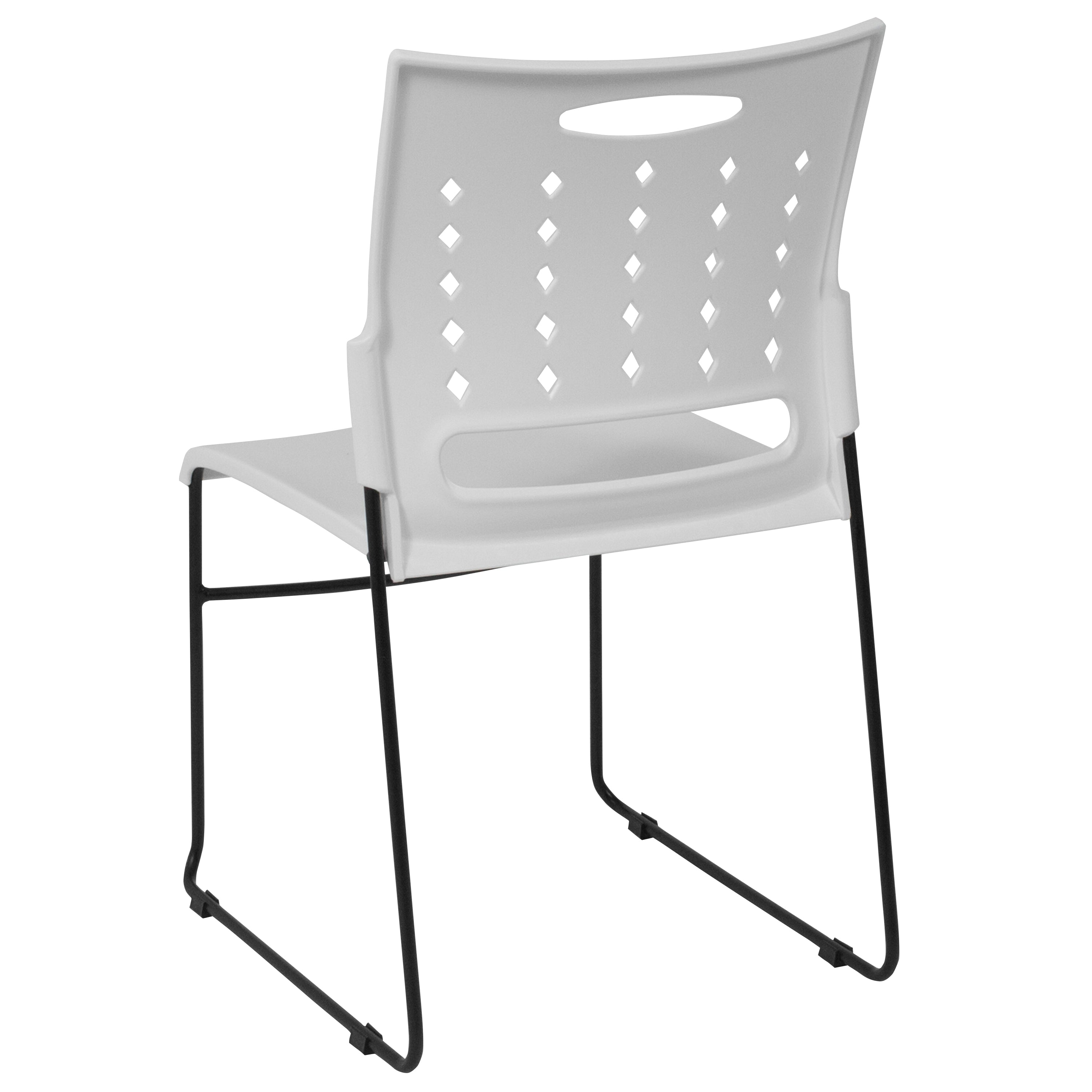 HERCULES Series 881 lb. Capacity White Sled Base Stack Chair with Air-Vent Back