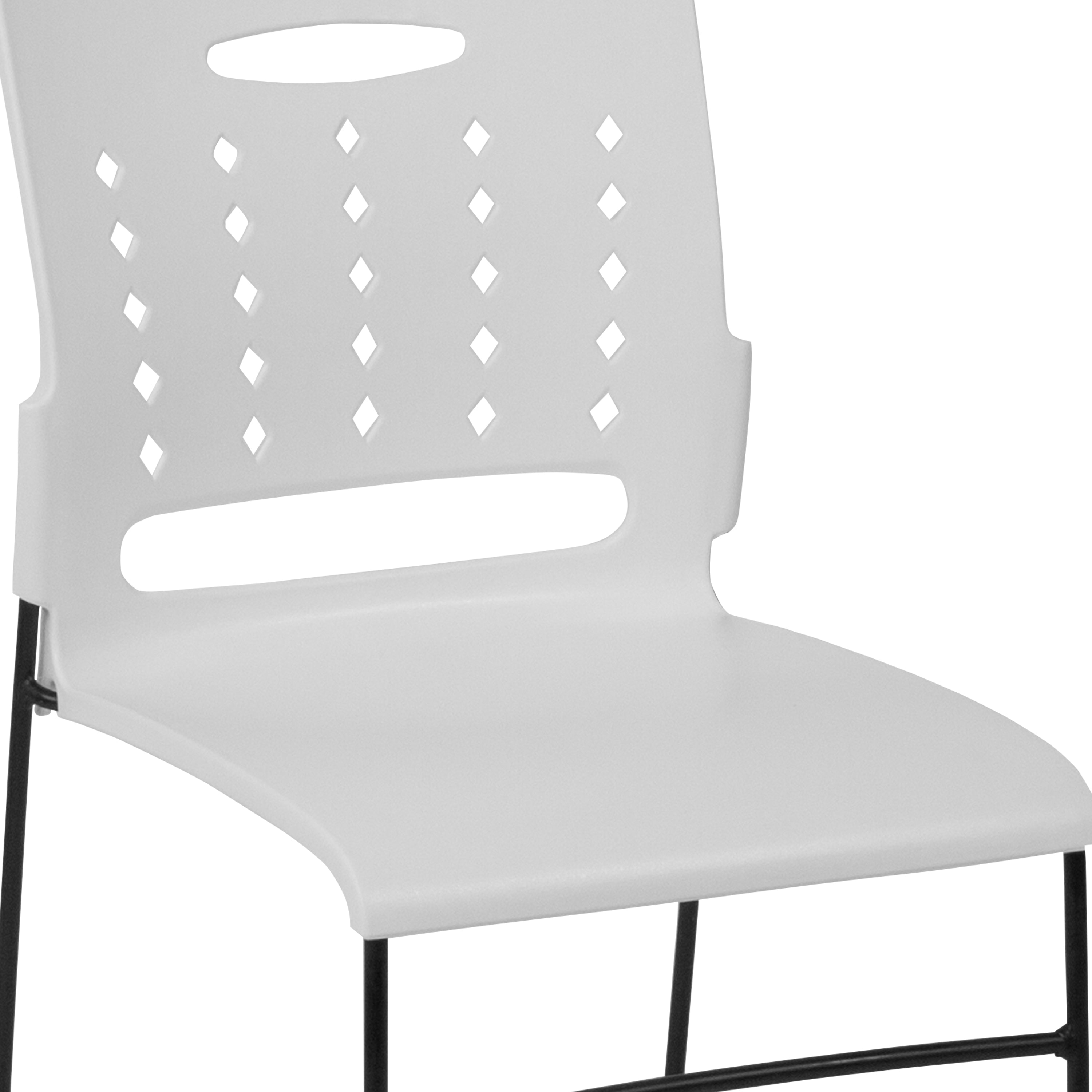 HERCULES Series 881 lb. Capacity White Sled Base Stack Chair with Air-Vent Back