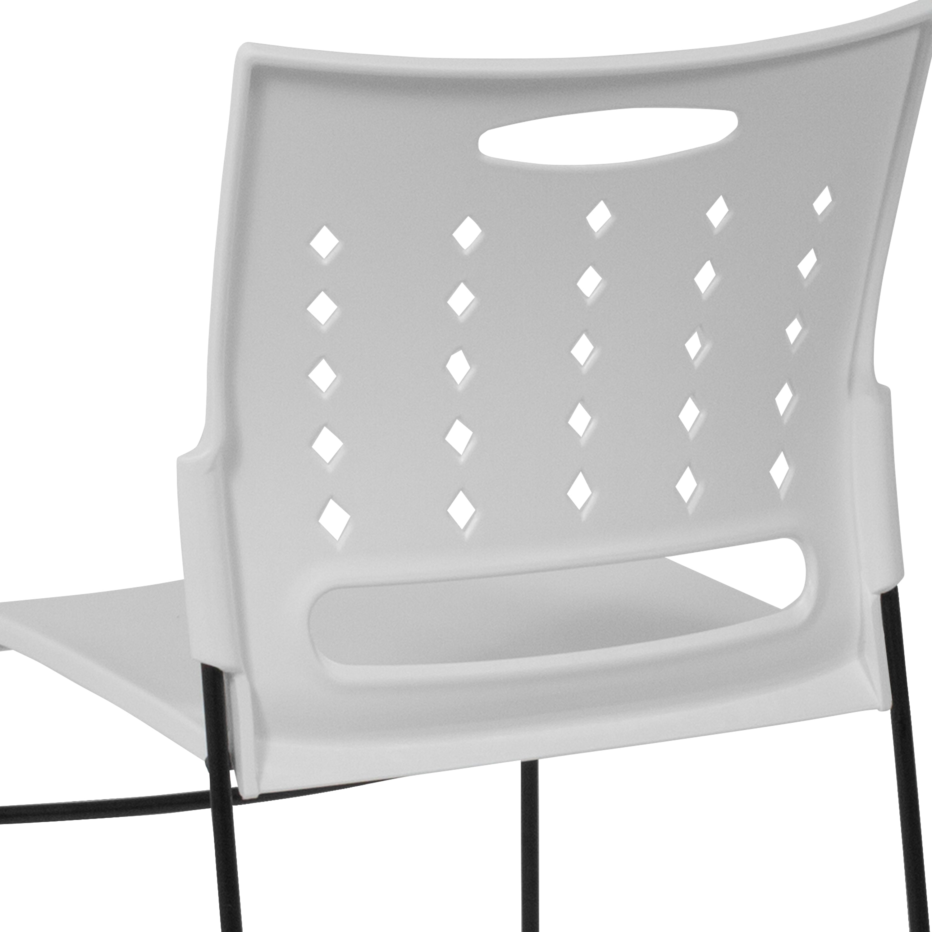 HERCULES Series 881 lb. Capacity White Sled Base Stack Chair with Air-Vent Back