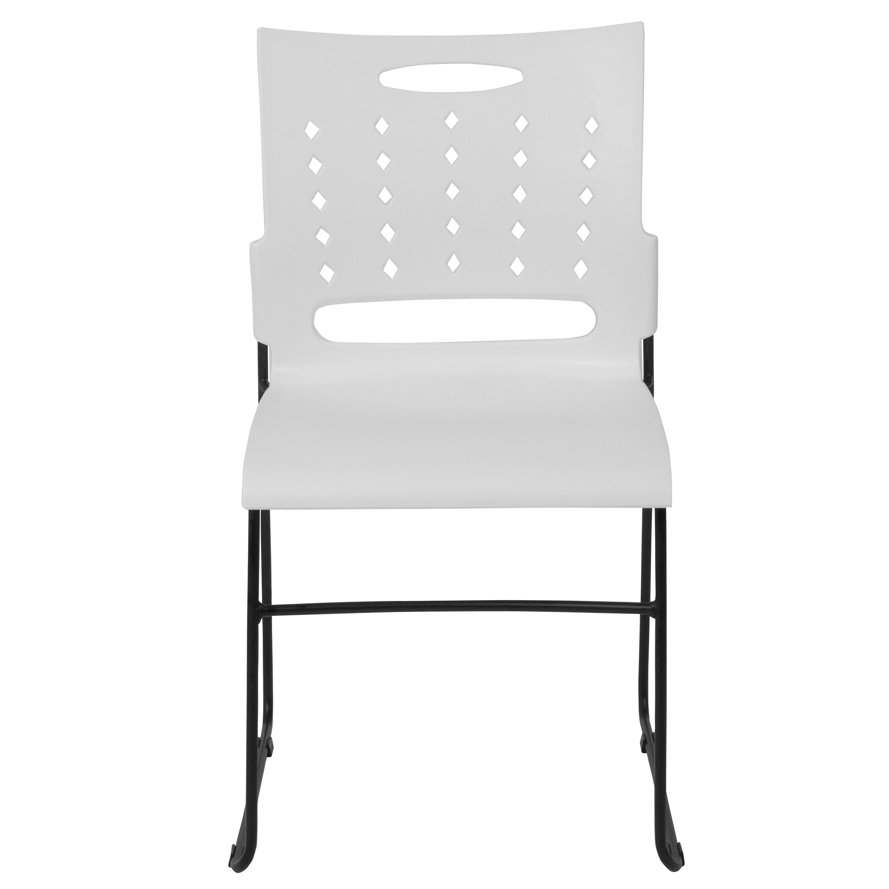 HERCULES Series 881 lb. Capacity White Sled Base Stack Chair with Air-Vent Back