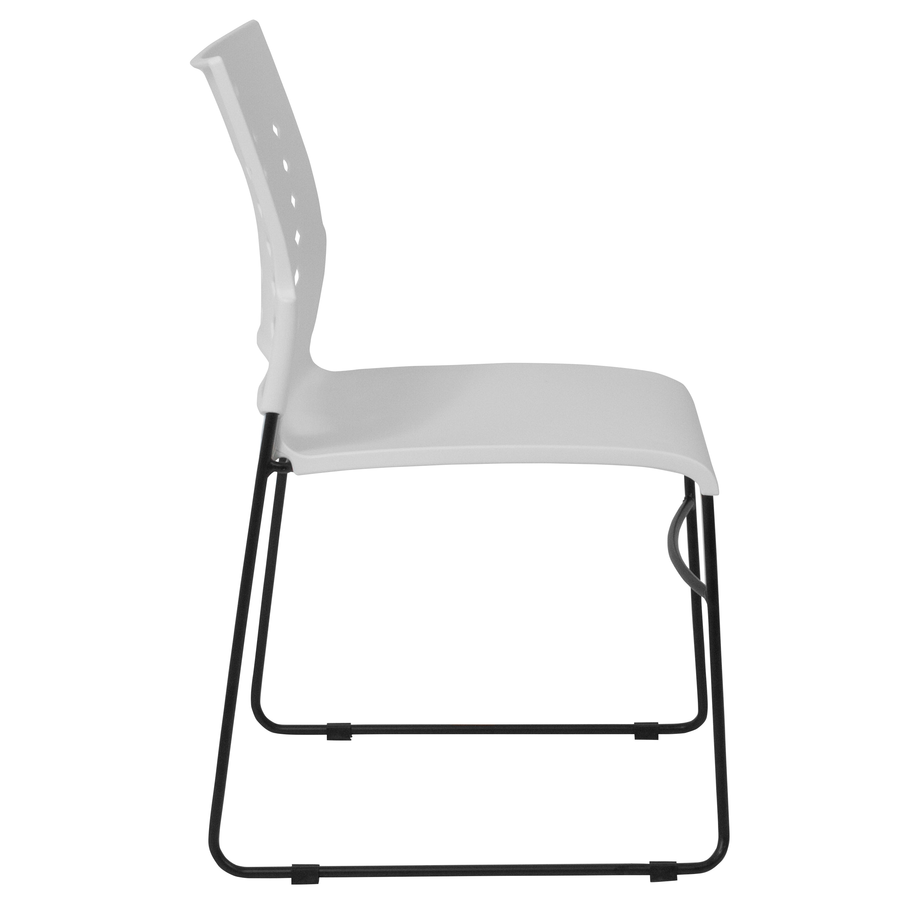 HERCULES Series 881 lb. Capacity White Sled Base Stack Chair with Air-Vent Back