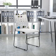 HERCULES Series 881 lb. Capacity White Sled Base Stack Chair with Air-Vent Back