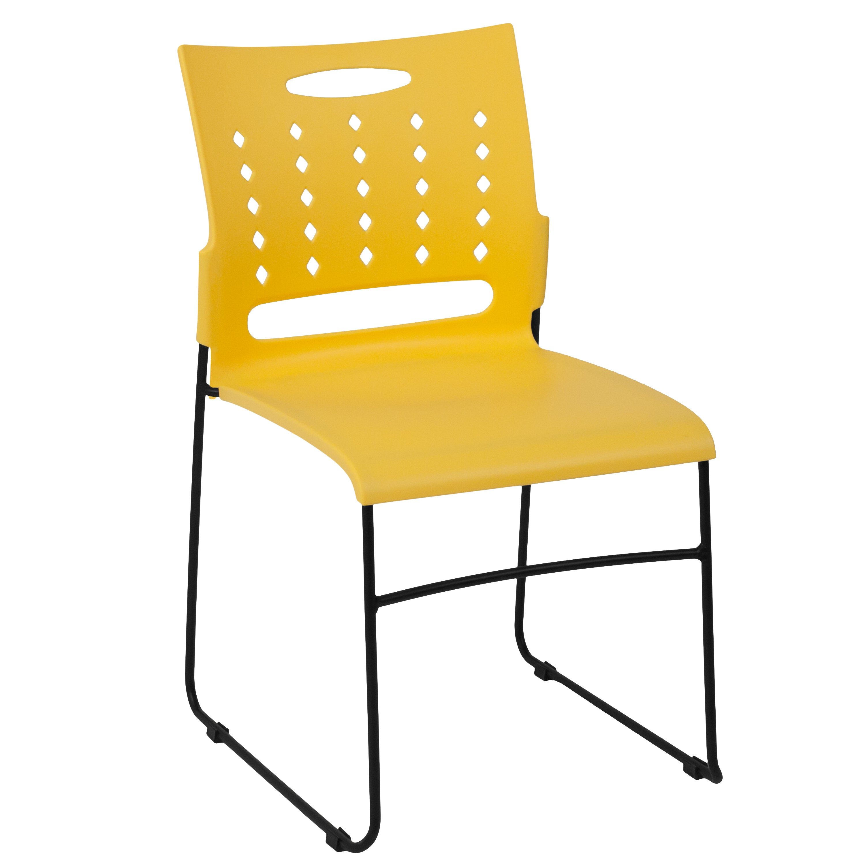 HERCULES Series 881 lb. Capacity Yellow Sled Base Stack Chair with Air-Vent Back