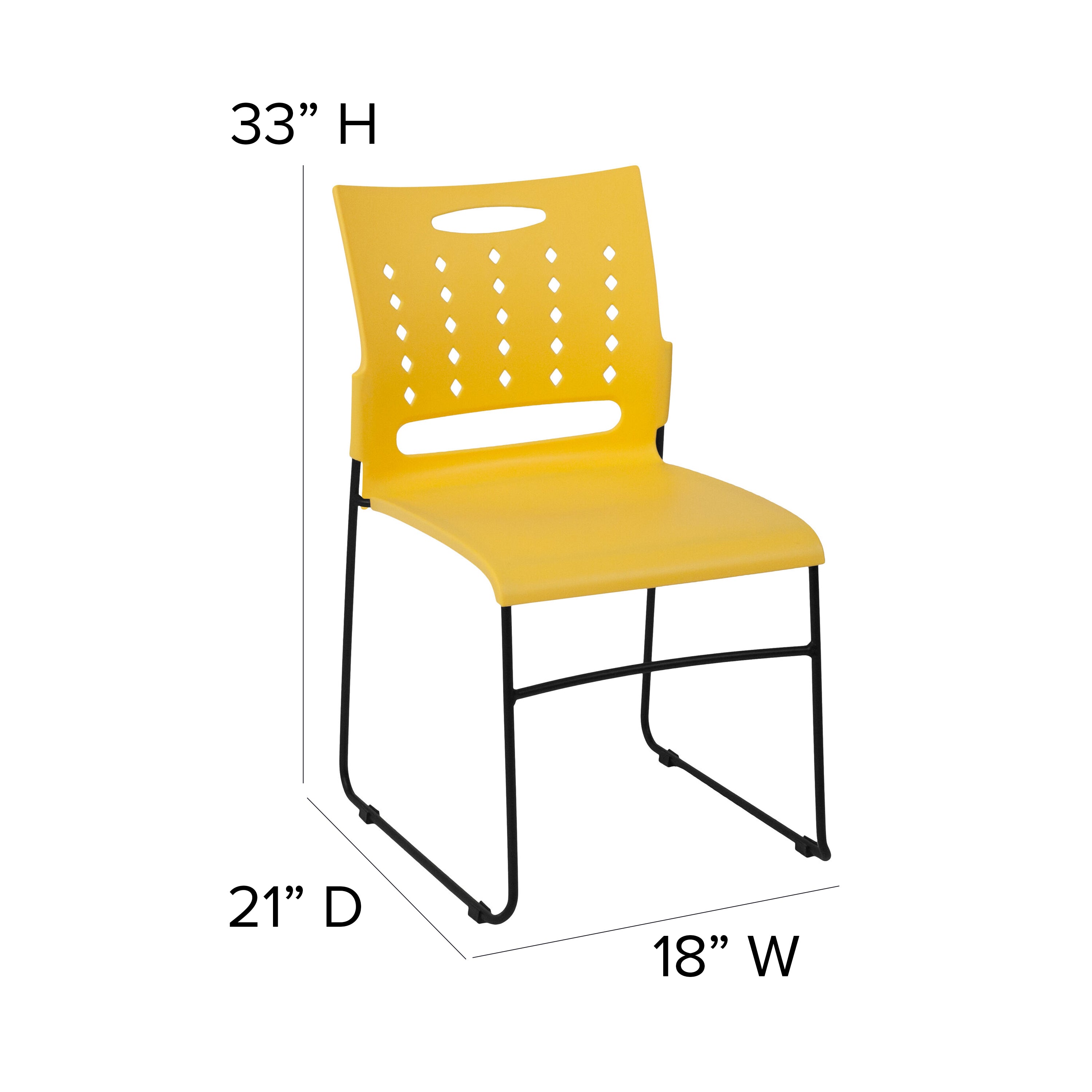 HERCULES Series 881 lb. Capacity Yellow Sled Base Stack Chair with Air-Vent Back