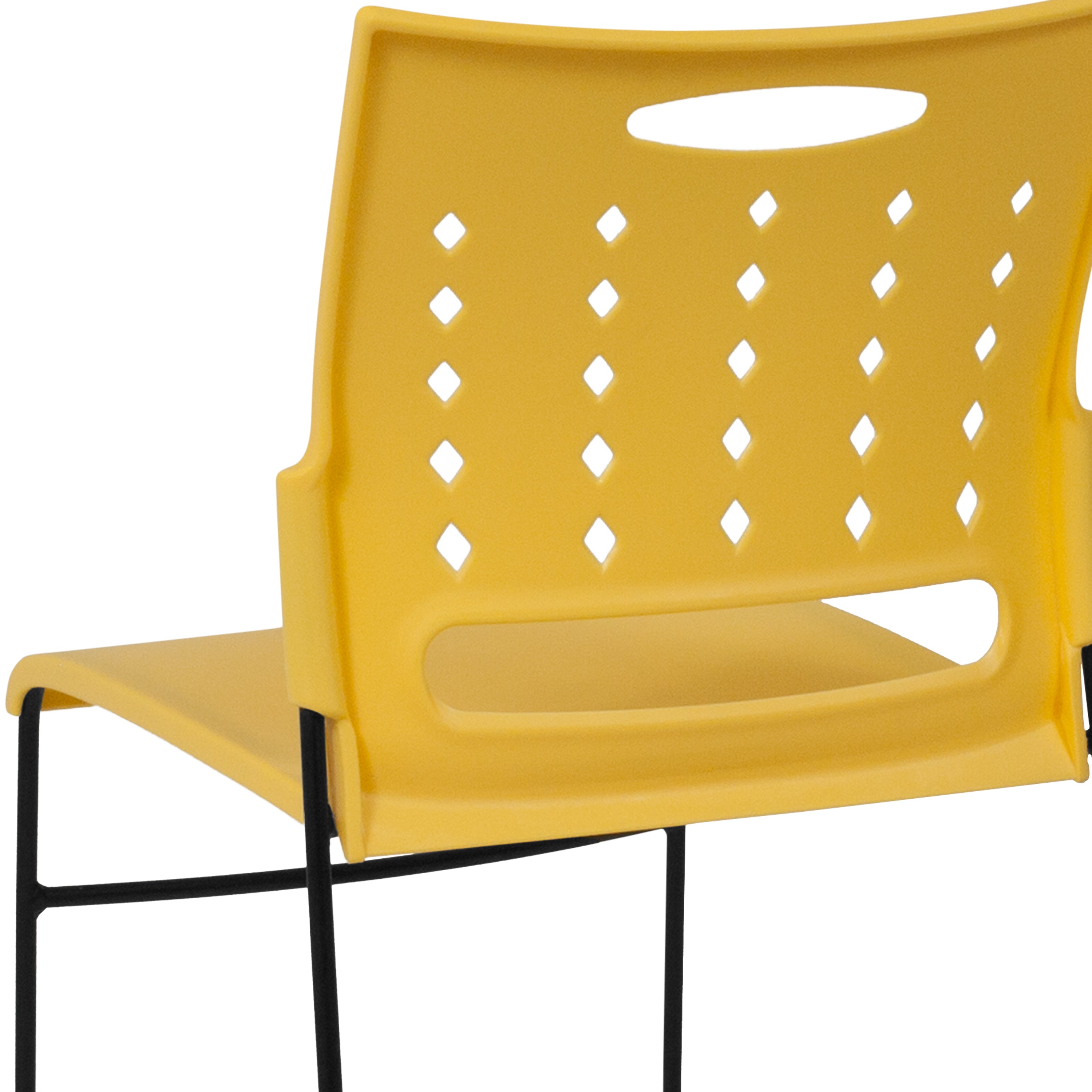 HERCULES Series 881 lb. Capacity Yellow Sled Base Stack Chair with Air-Vent Back