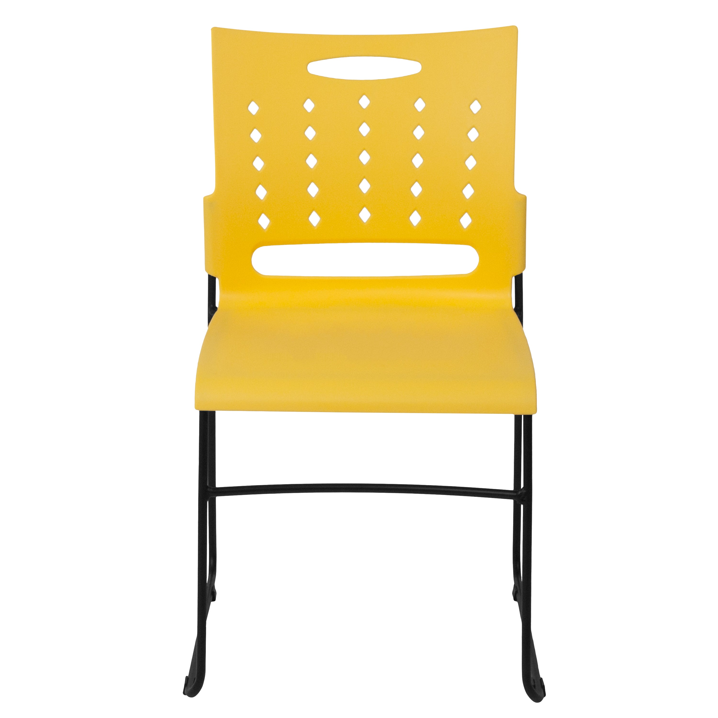 HERCULES Series 881 lb. Capacity Yellow Sled Base Stack Chair with Air-Vent Back