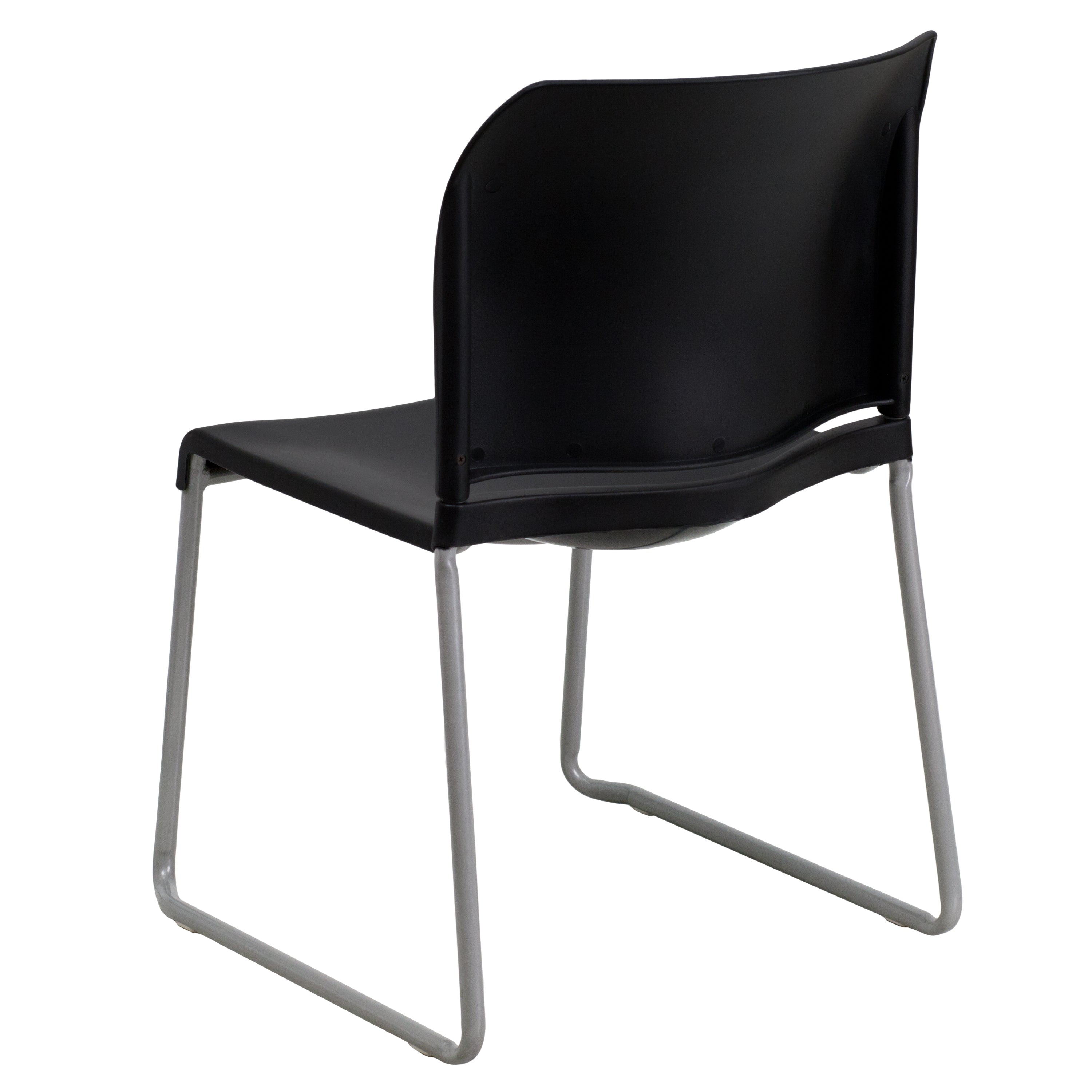 HERCULES Series 880 lb. Capacity Black Full Back Contoured Stack Chair with Gray Powder Coated Sled Base