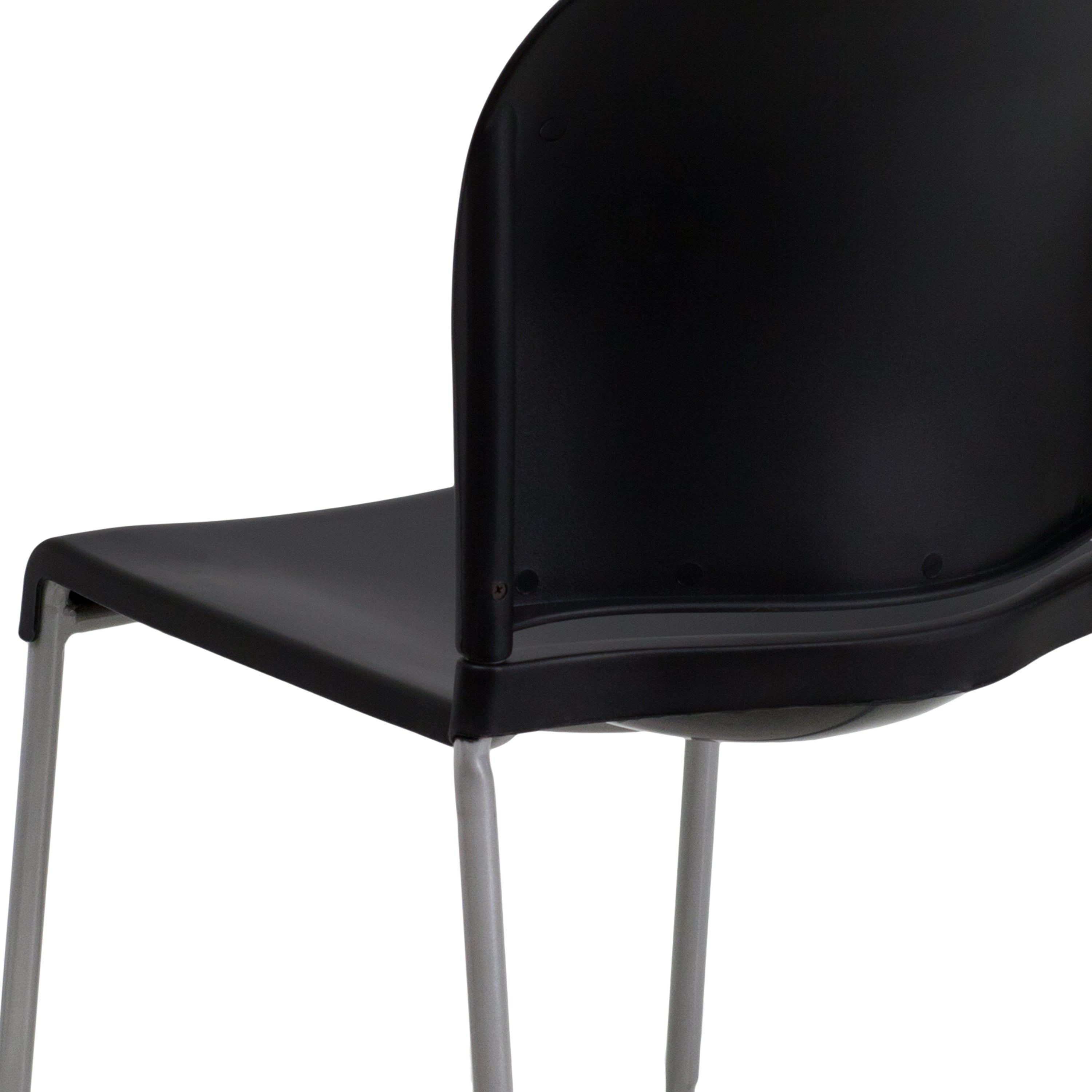HERCULES Series 880 lb. Capacity Black Full Back Contoured Stack Chair with Gray Powder Coated Sled Base