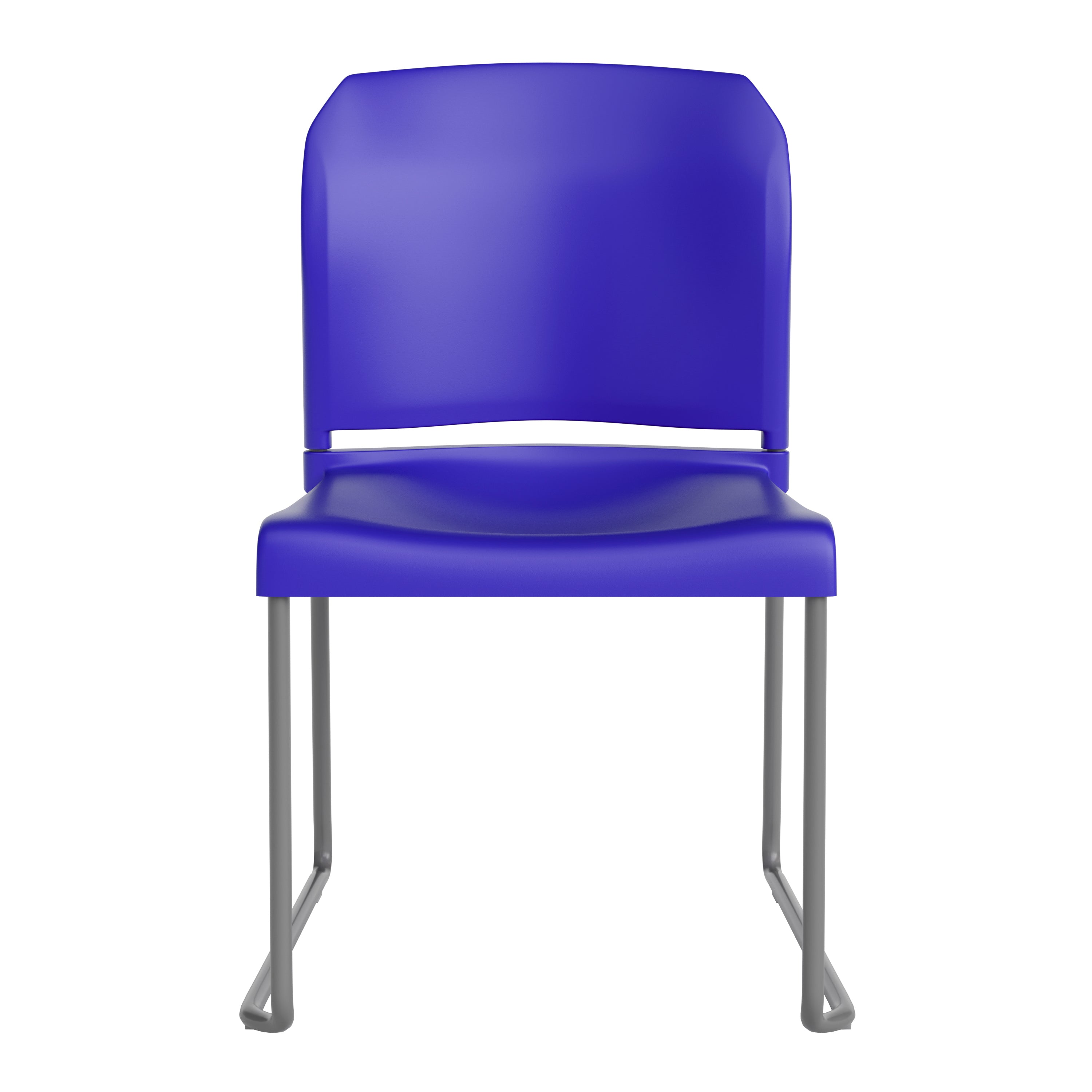 HERCULES Series 880 lb. Capacity Blue Full Back Contoured Stack Chair with Gray Powder Coated Sled Base