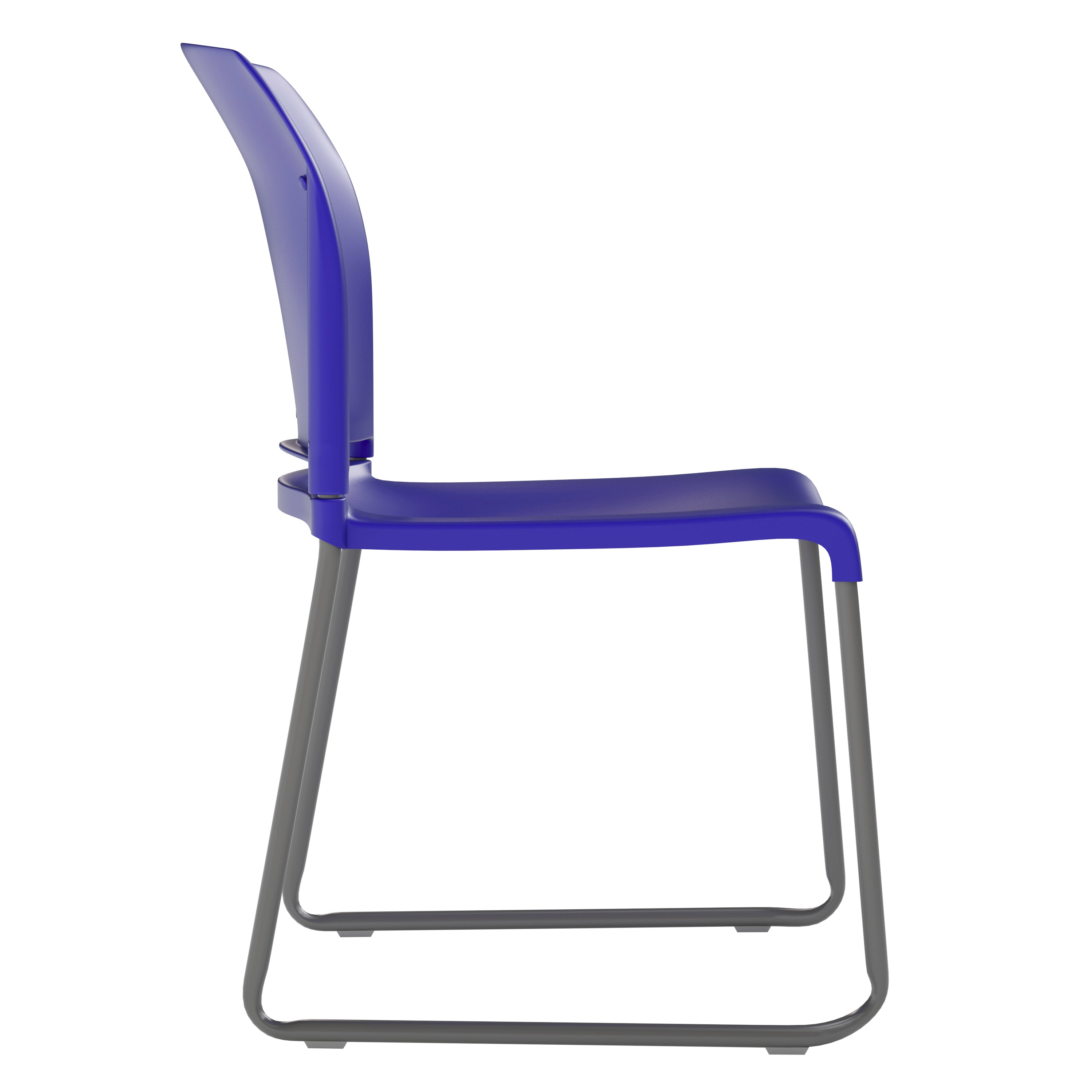 HERCULES Series 880 lb. Capacity Blue Full Back Contoured Stack Chair with Gray Powder Coated Sled Base