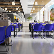 HERCULES Series 880 lb. Capacity Blue Full Back Contoured Stack Chair with Gray Powder Coated Sled Base