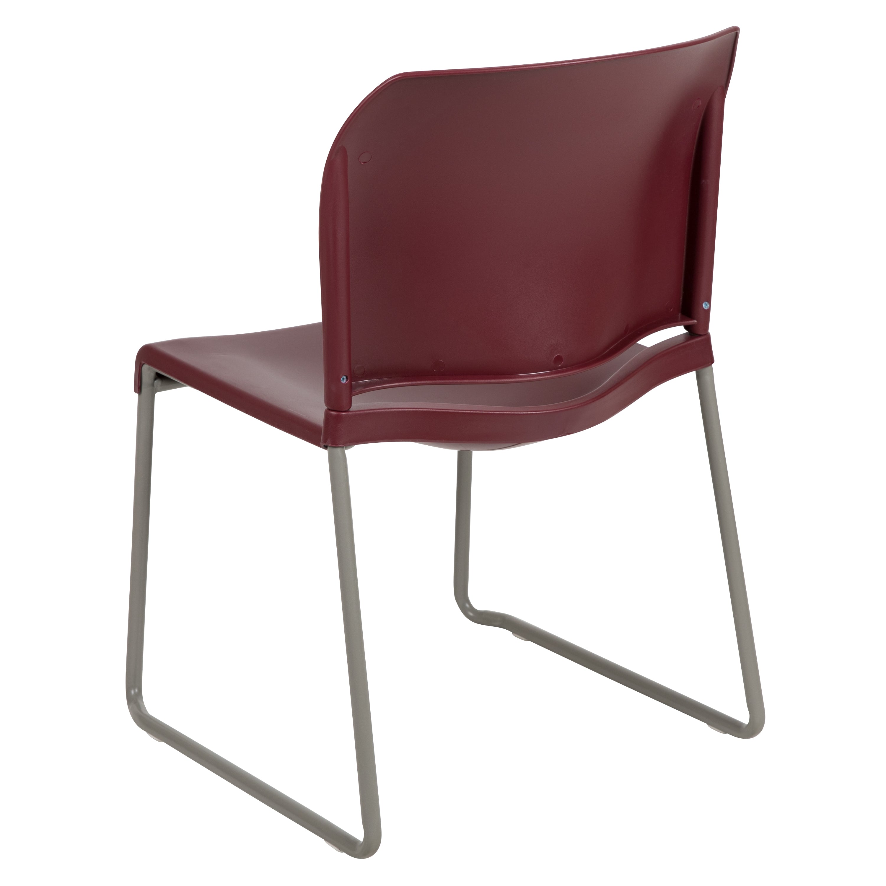 HERCULES Series 880 lb. Capacity Burgundy Full Back Contoured Stack Chair with Gray Powder Coated Sled Base
