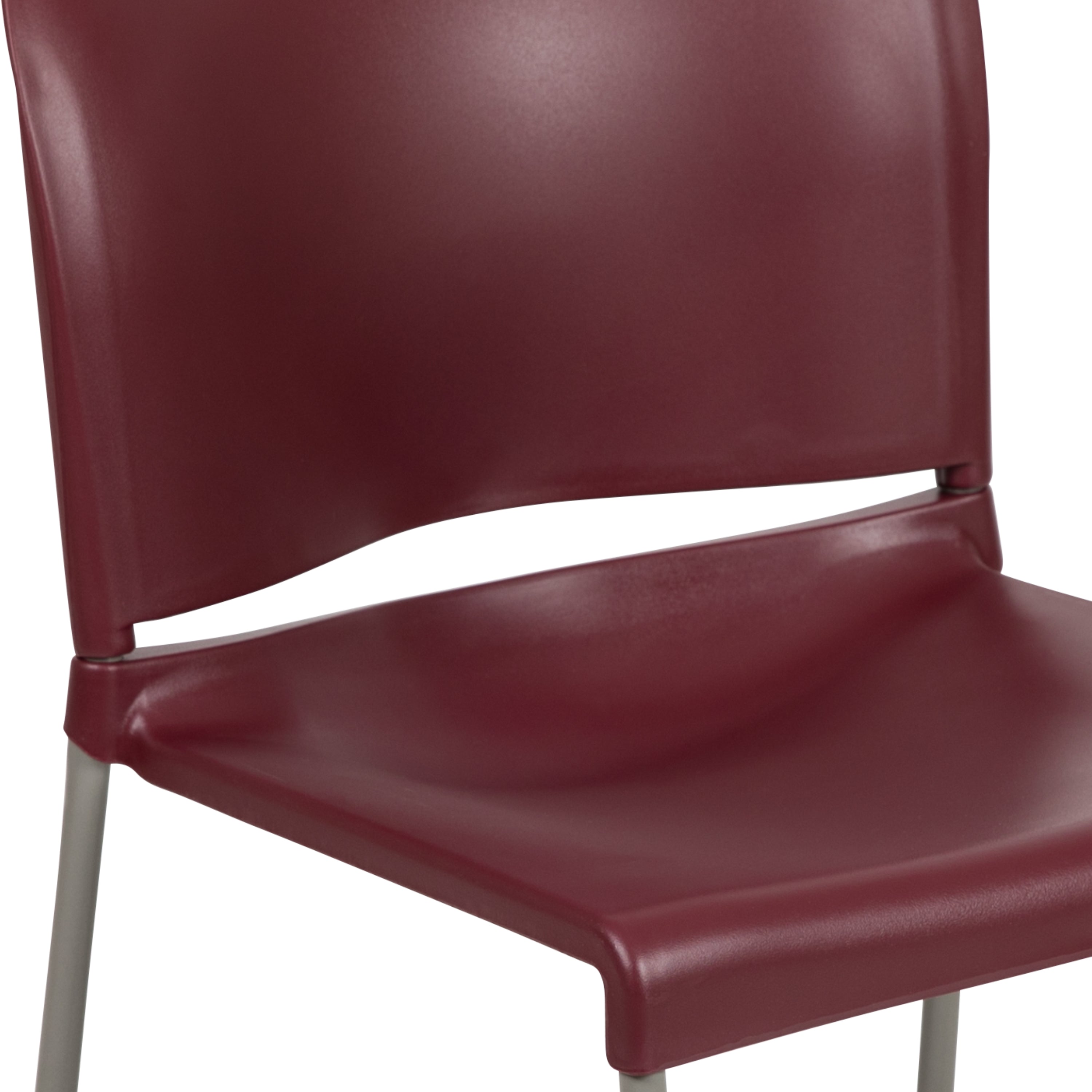 HERCULES Series 880 lb. Capacity Burgundy Full Back Contoured Stack Chair with Gray Powder Coated Sled Base
