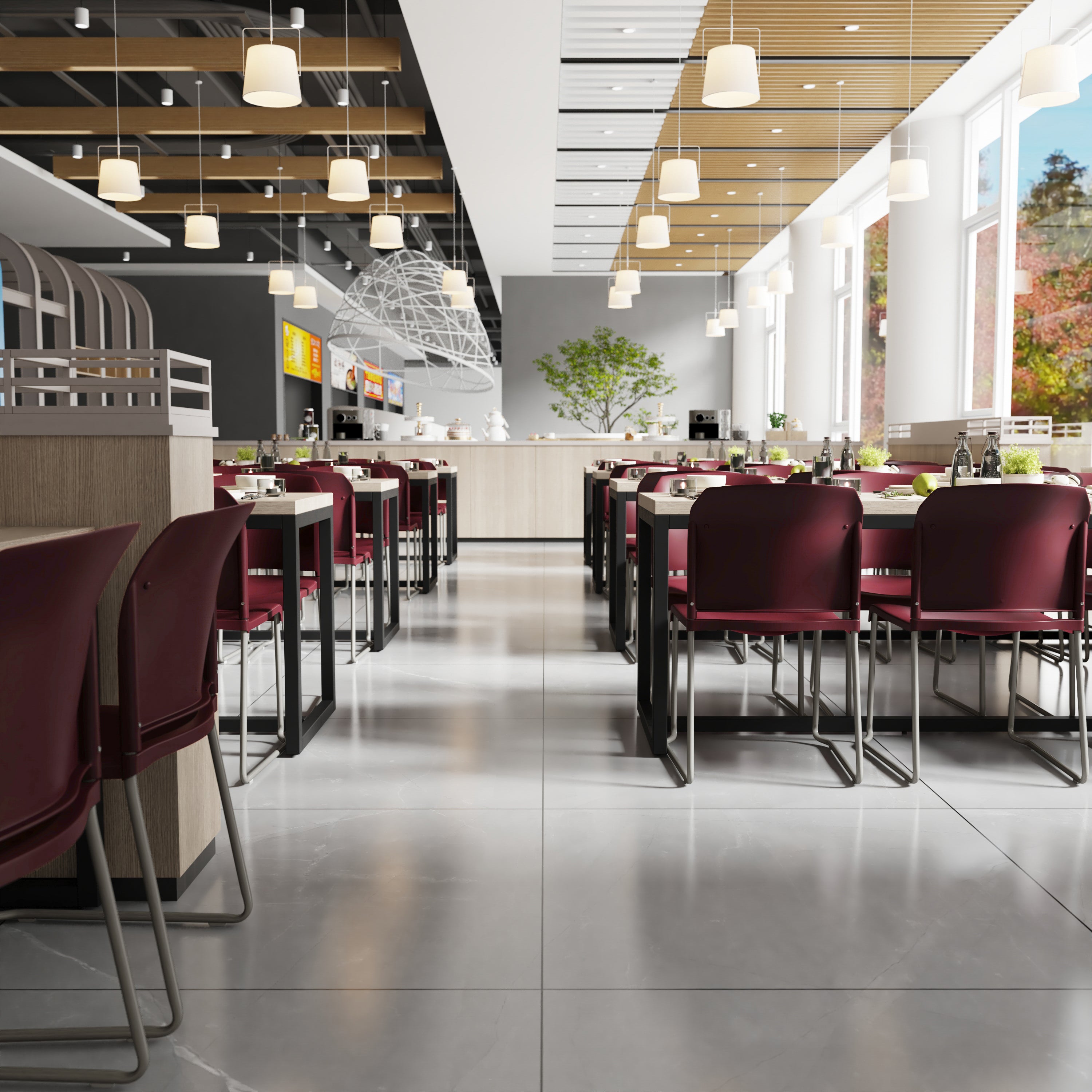 HERCULES Series 880 lb. Capacity Burgundy Full Back Contoured Stack Chair with Gray Powder Coated Sled Base