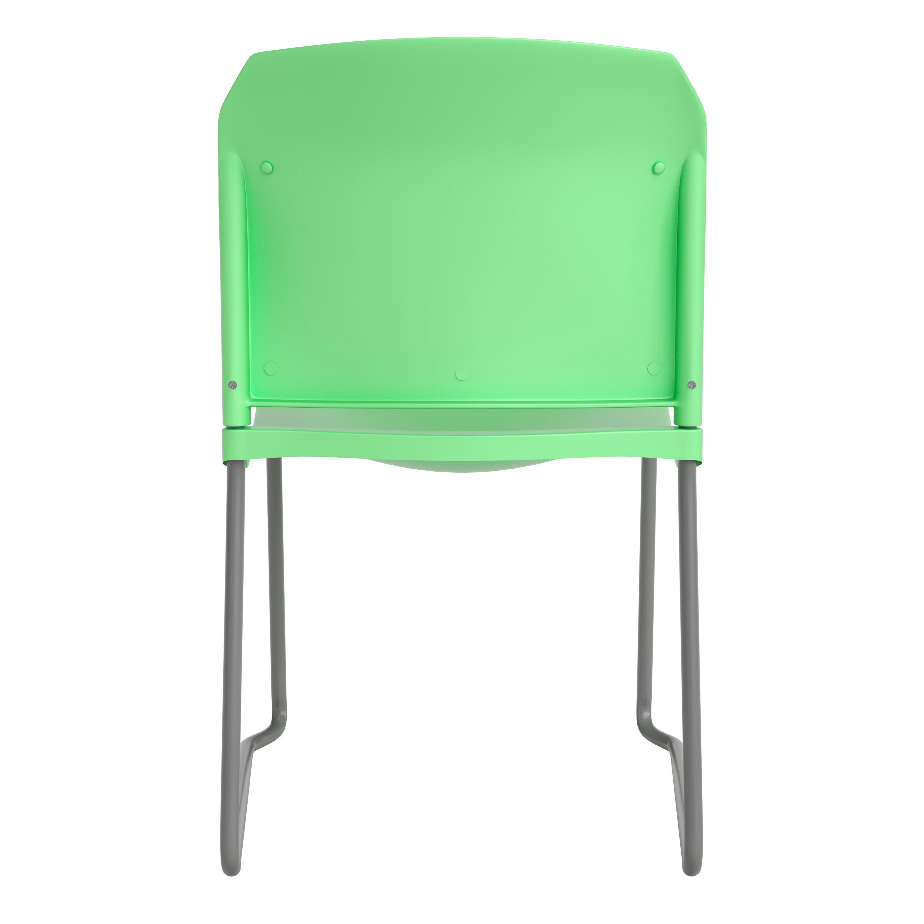 HERCULES Series 880 lb. Capacity Green Full Back Contoured Stack Chair with Gray Powder Coated Sled Base
