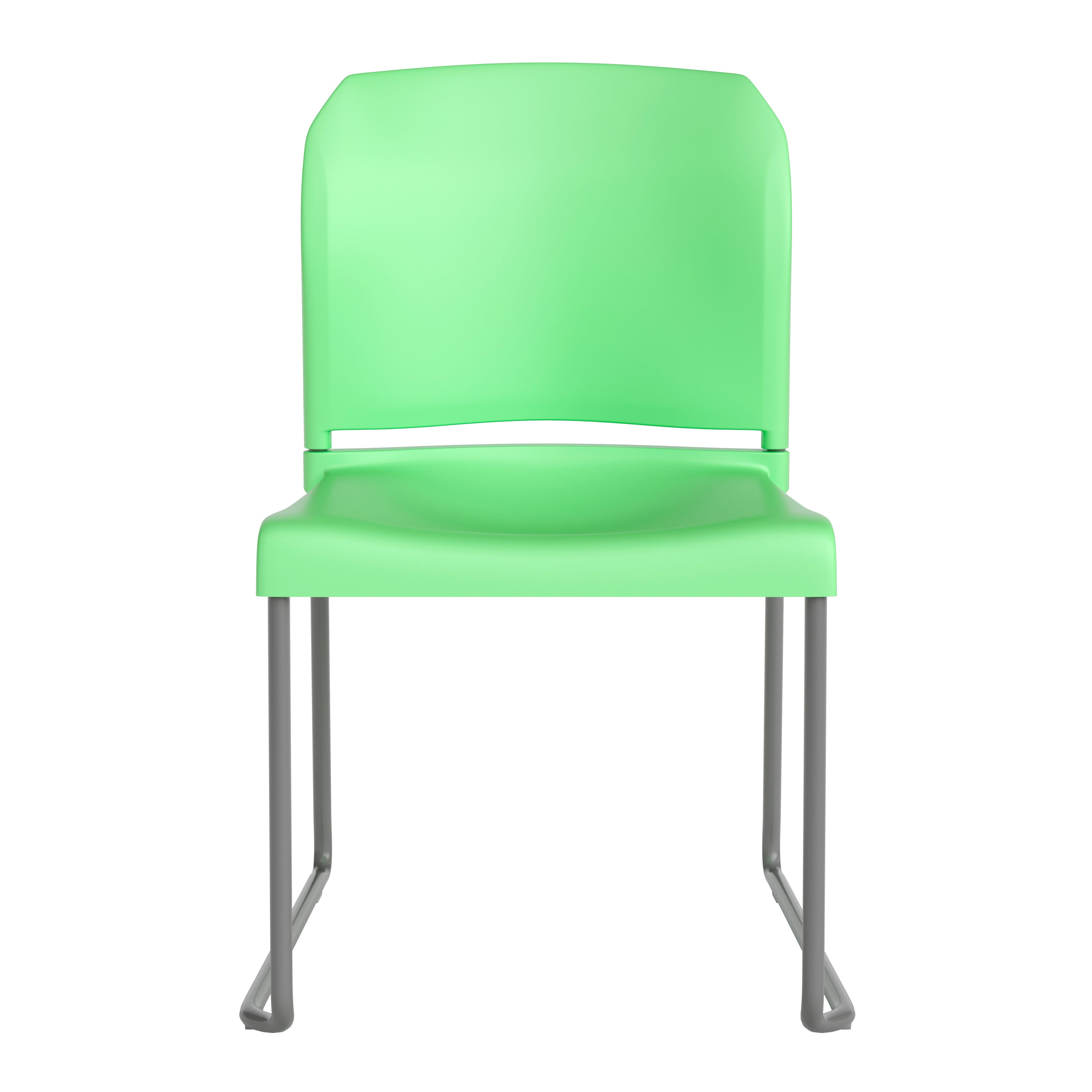 HERCULES Series 880 lb. Capacity Green Full Back Contoured Stack Chair with Gray Powder Coated Sled Base