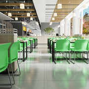 HERCULES Series 880 lb. Capacity Green Full Back Contoured Stack Chair with Gray Powder Coated Sled Base