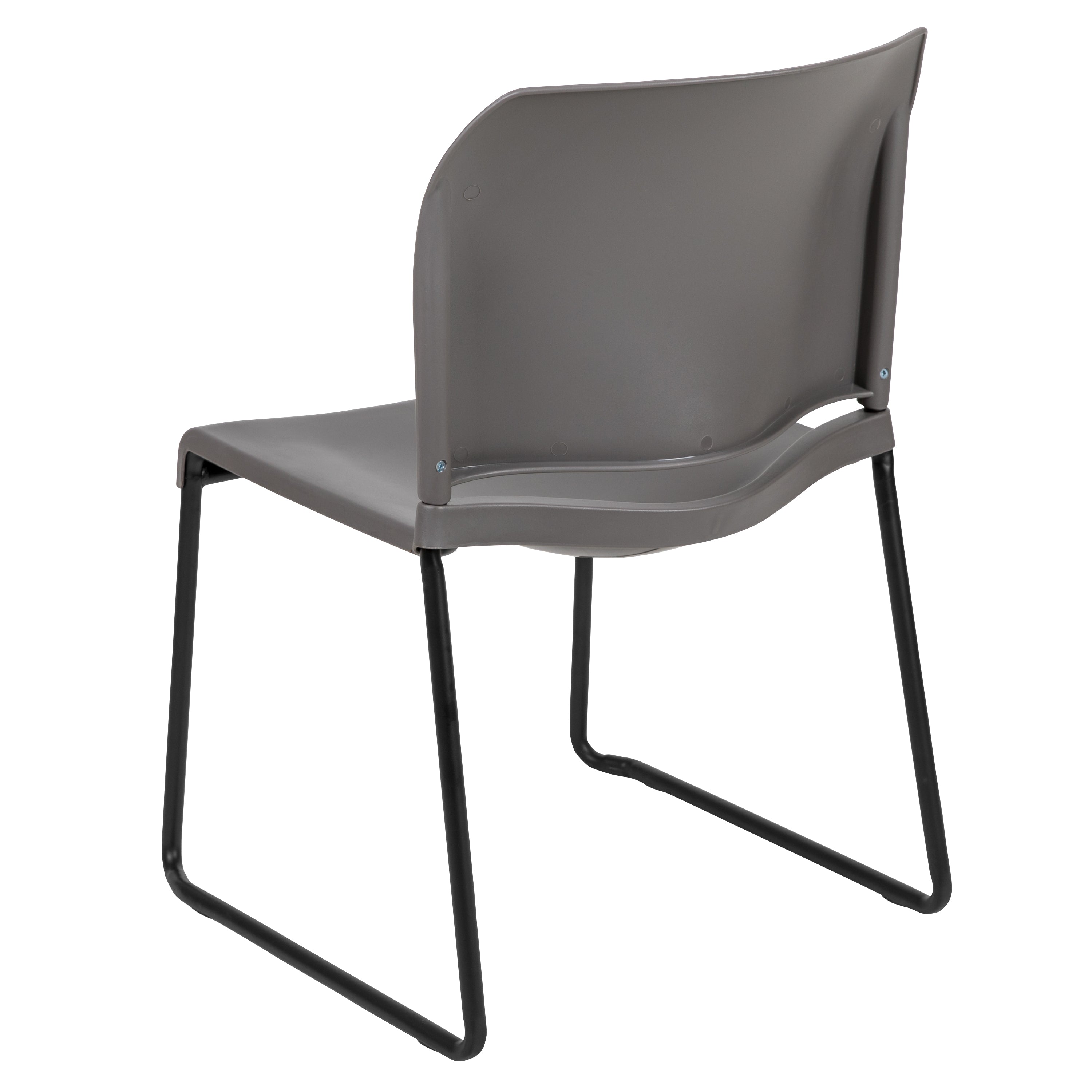 HERCULES Series 880 lb. Capacity Gray Full Back Contoured Stack Chair with Black Powder Coated Sled Base