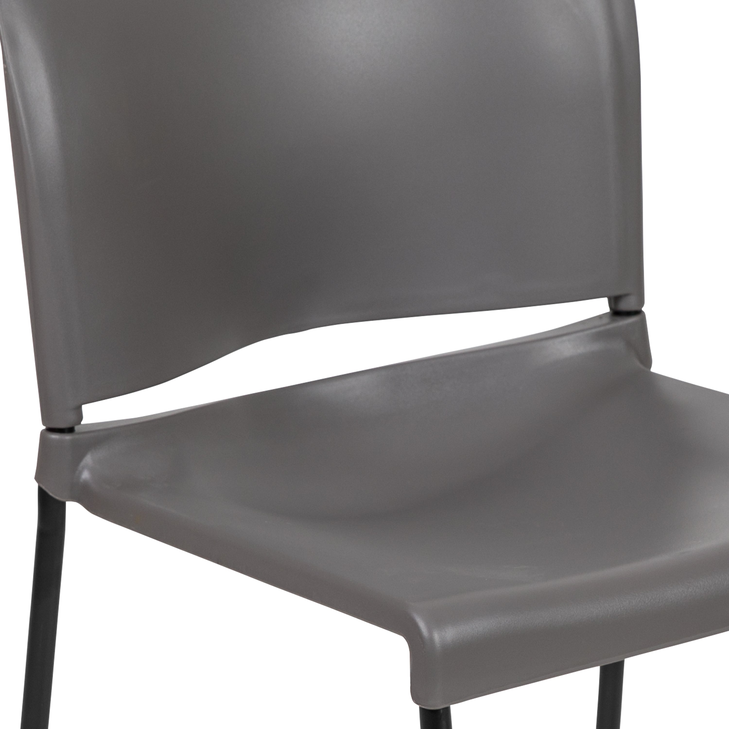HERCULES Series 880 lb. Capacity Gray Full Back Contoured Stack Chair with Black Powder Coated Sled Base