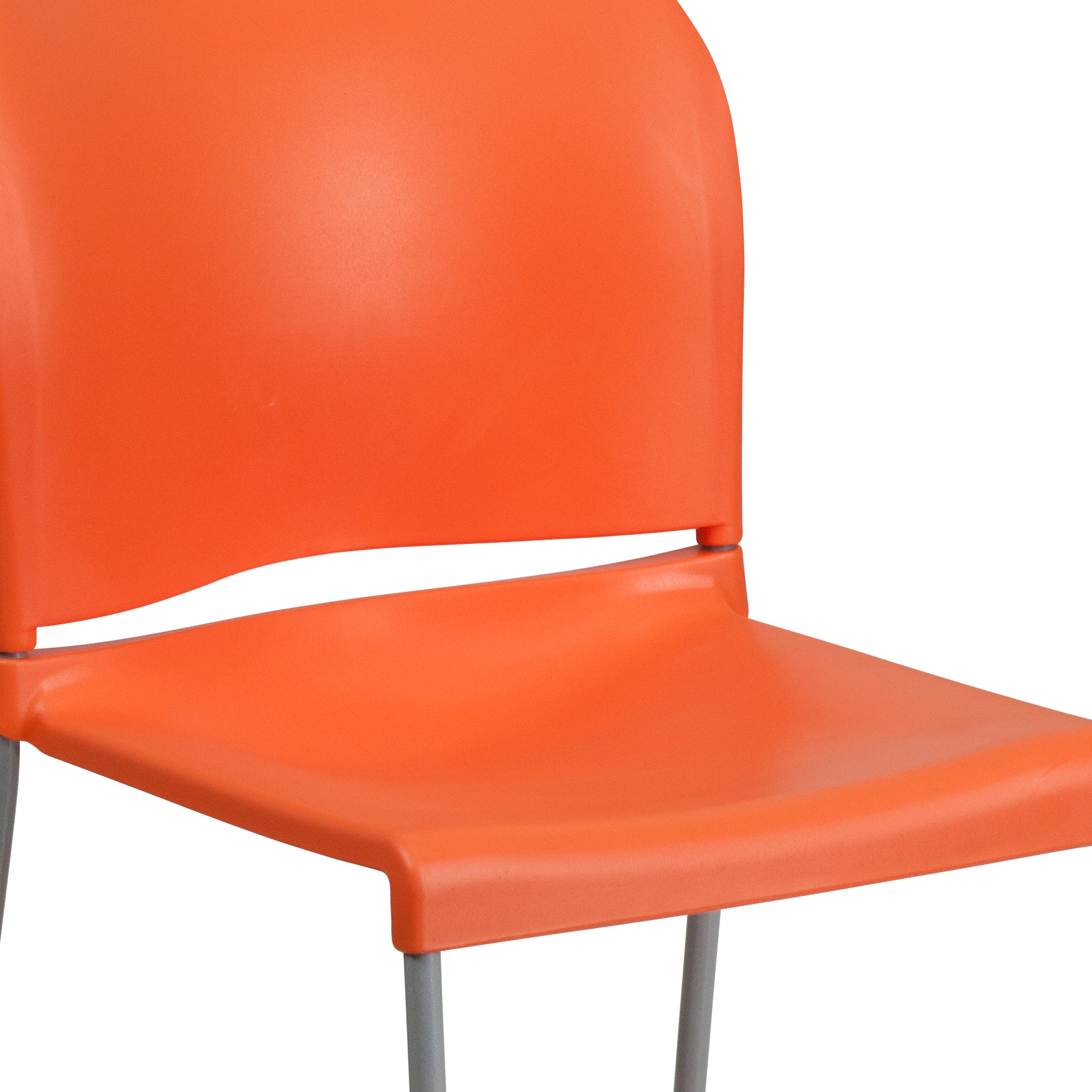 HERCULES Series 880 lb. Capacity Orange Full Back Contoured Stack Chair with Gray Powder Coated Sled Base