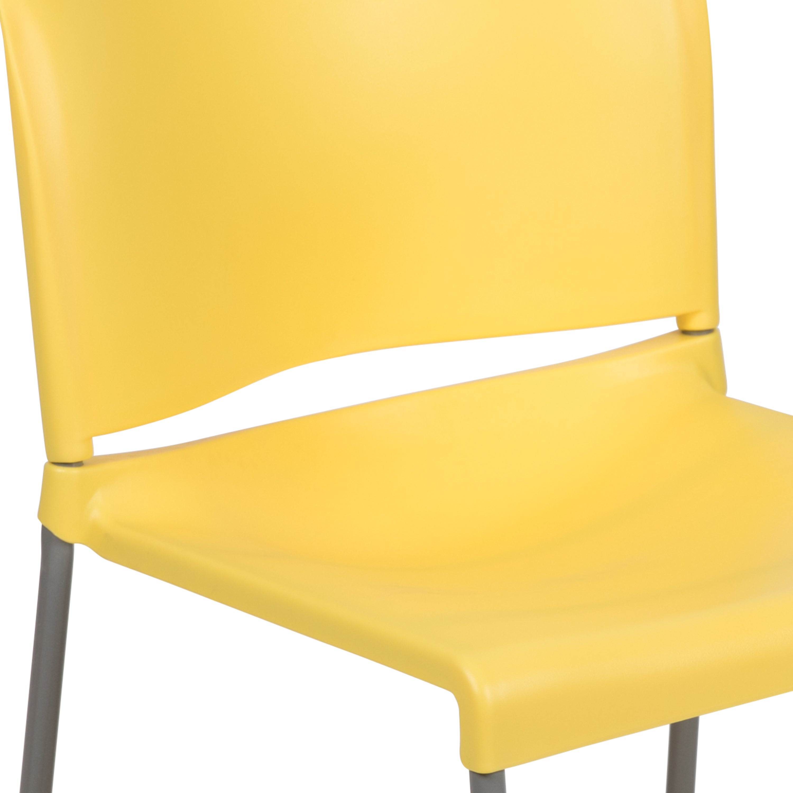HERCULES Series 880 lb. Capacity Yellow Full Back Contoured Stack Chair with Gray Powder Coated Sled Base
