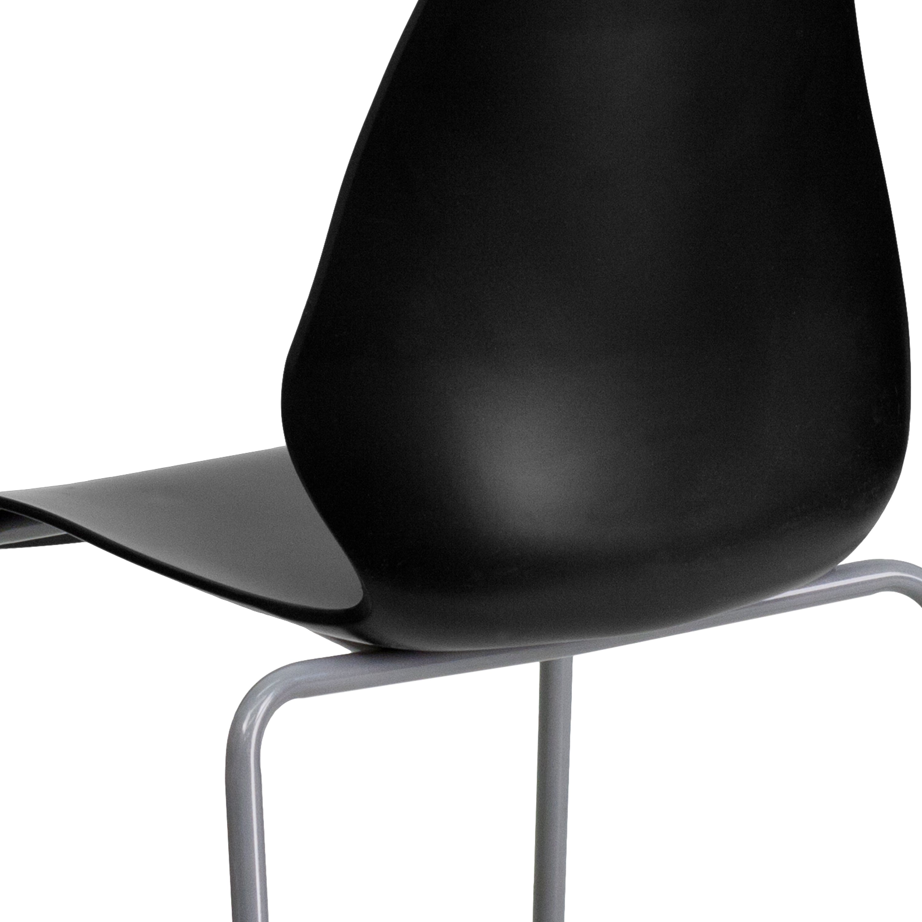 HERCULES Series 770 lb. Capacity Black Stack Chair with Lumbar Support and Silver Frame