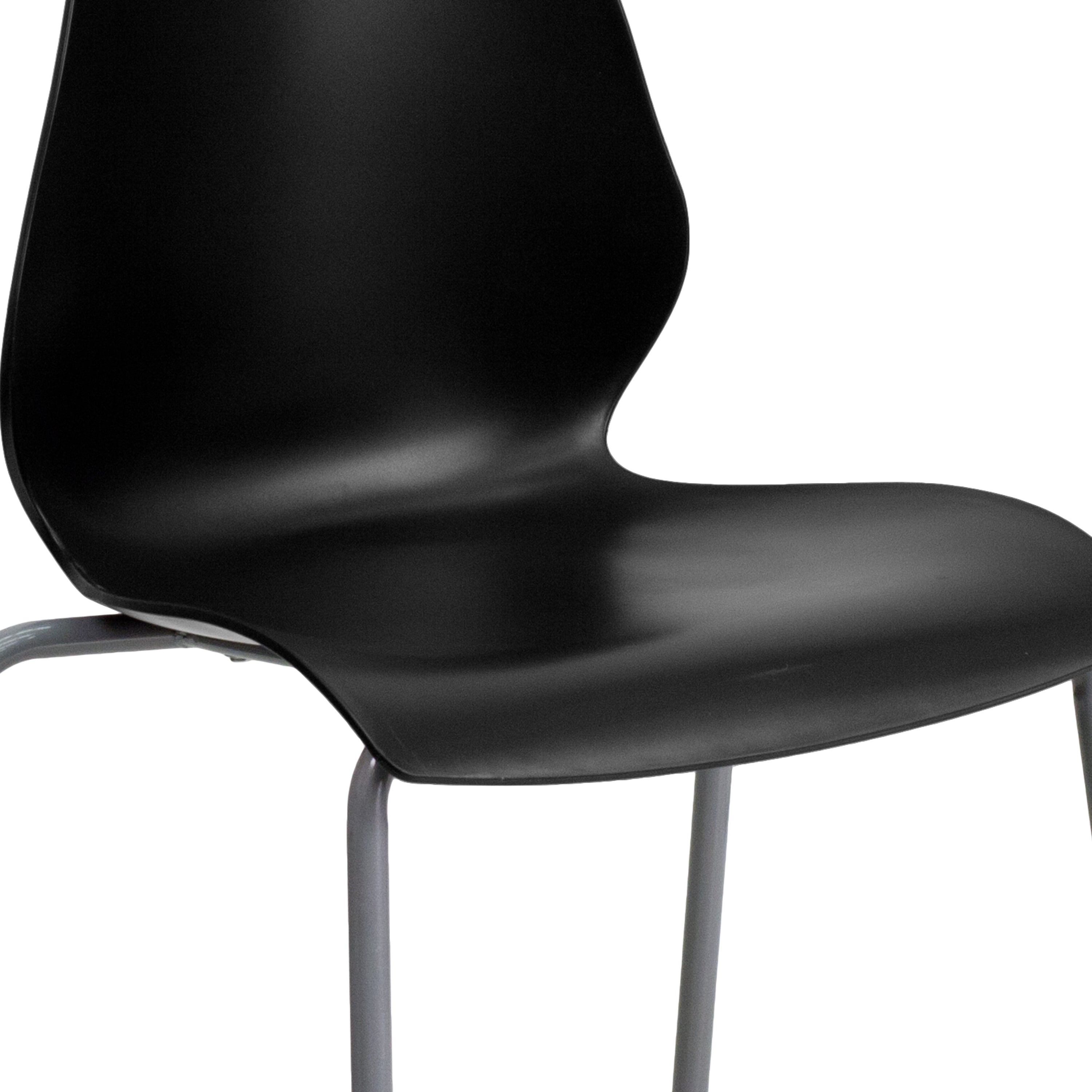 HERCULES Series 770 lb. Capacity Black Stack Chair with Lumbar Support and Silver Frame
