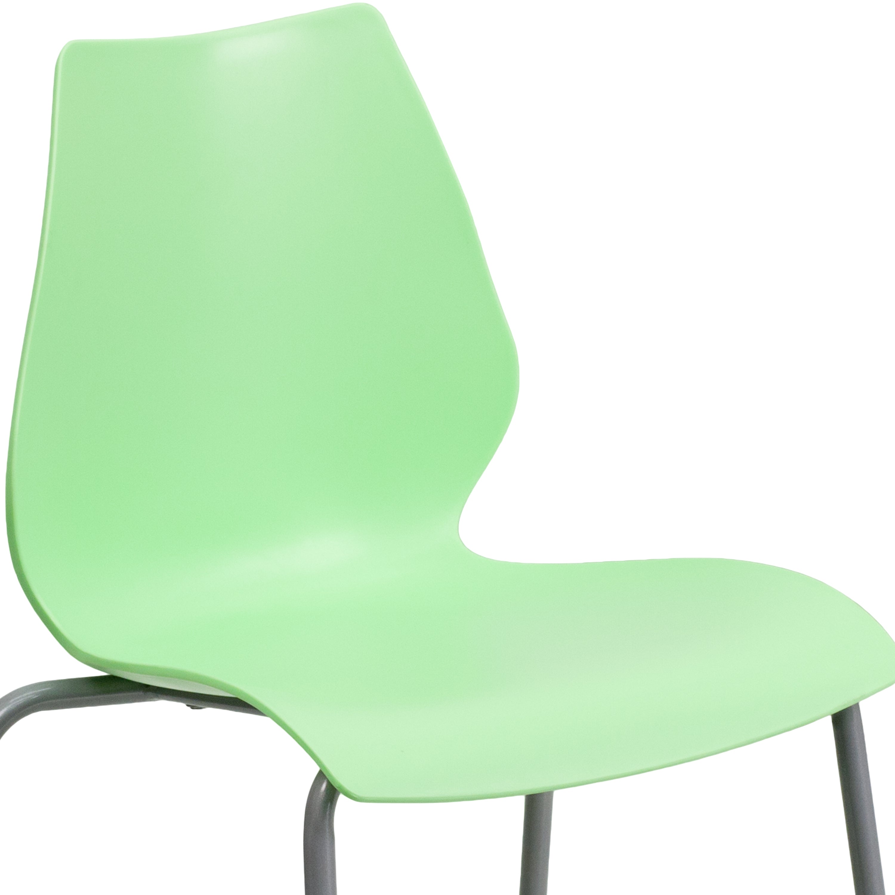 HERCULES Series 770 lb. Capacity Green Stack Chair with Lumbar Support and Silver Frame