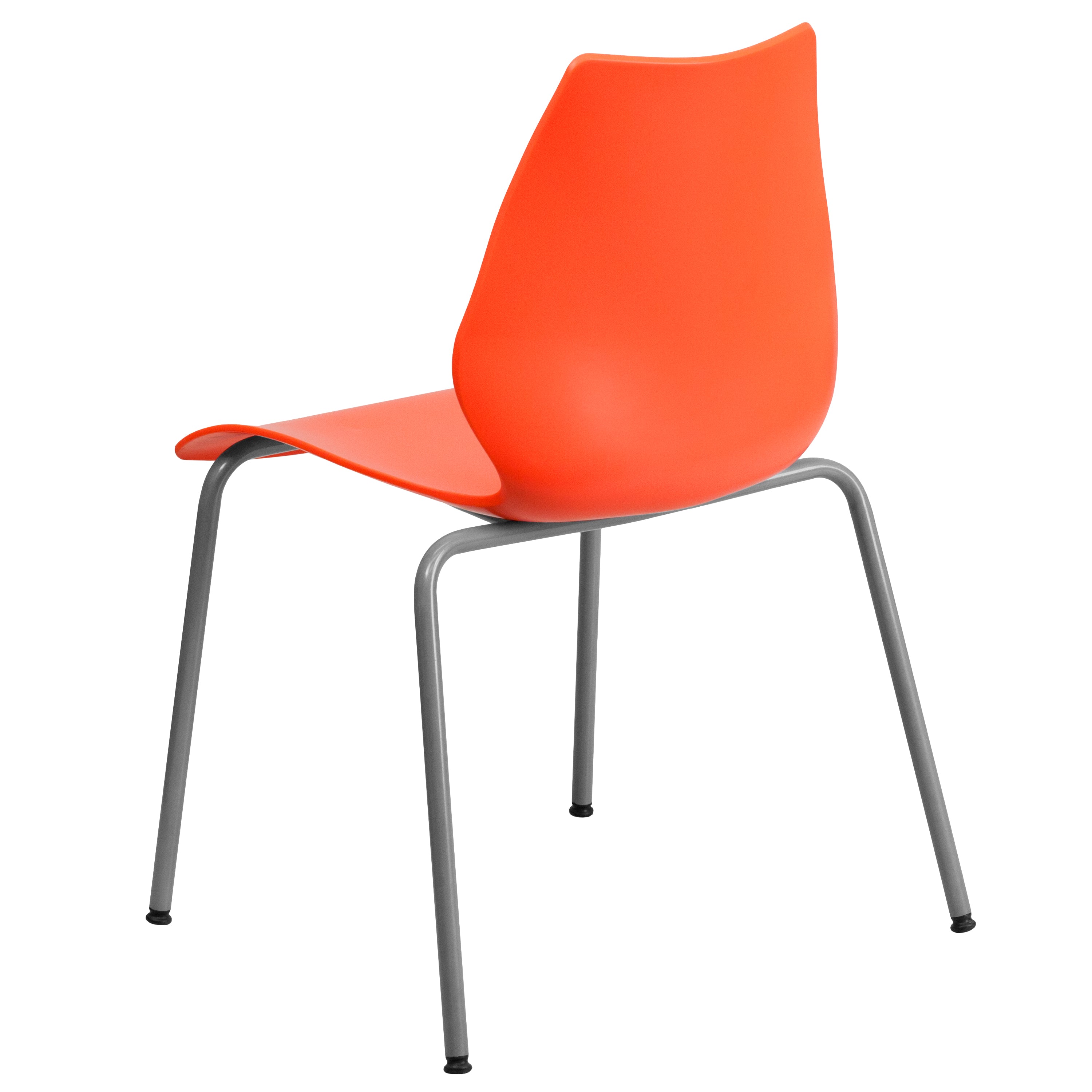 HERCULES Series 770 lb. Capacity Orange Stack Chair with Lumbar Support and Silver Frame
