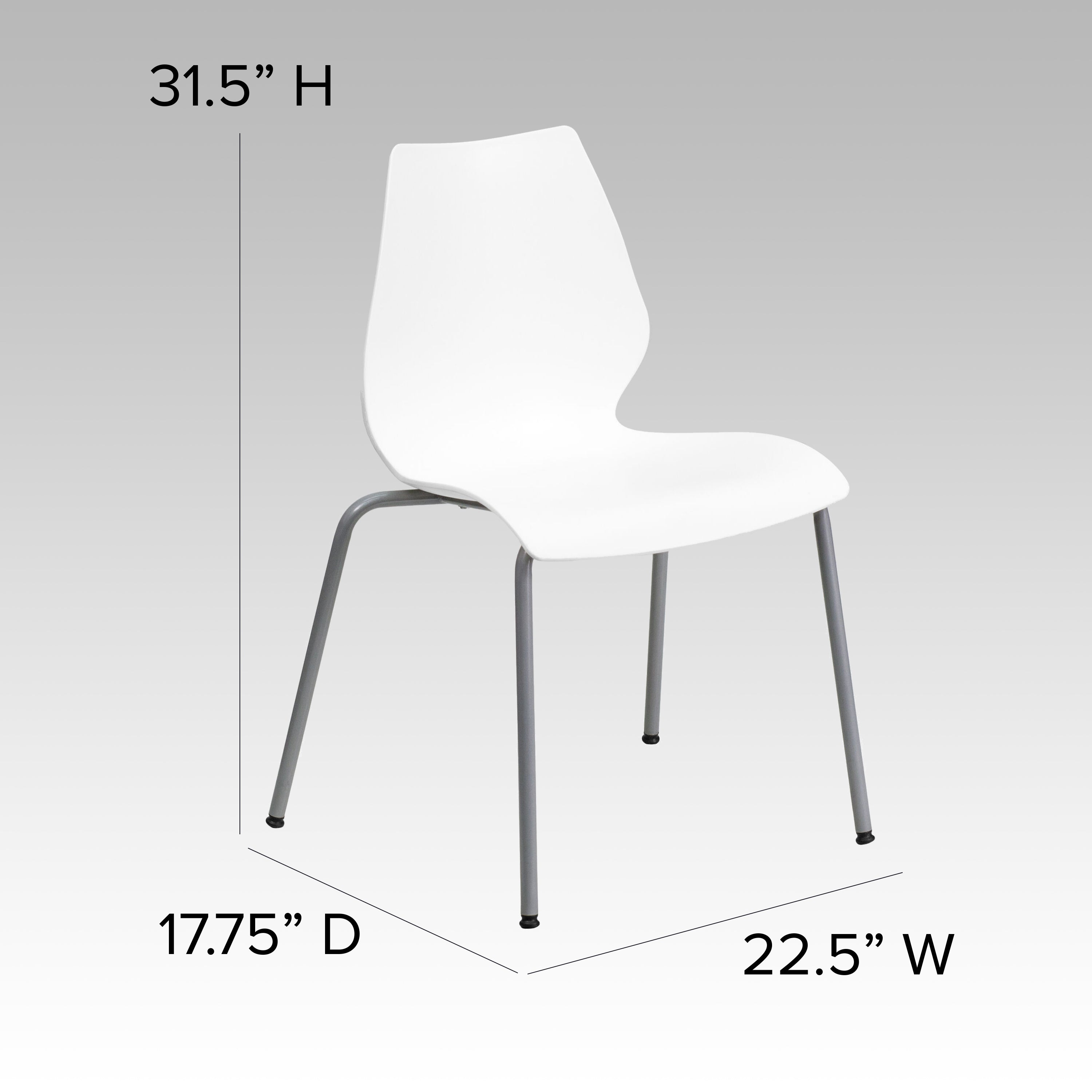 HERCULES Series 770 lb. Capacity White Stack Chair with Lumbar Support and Silver Frame