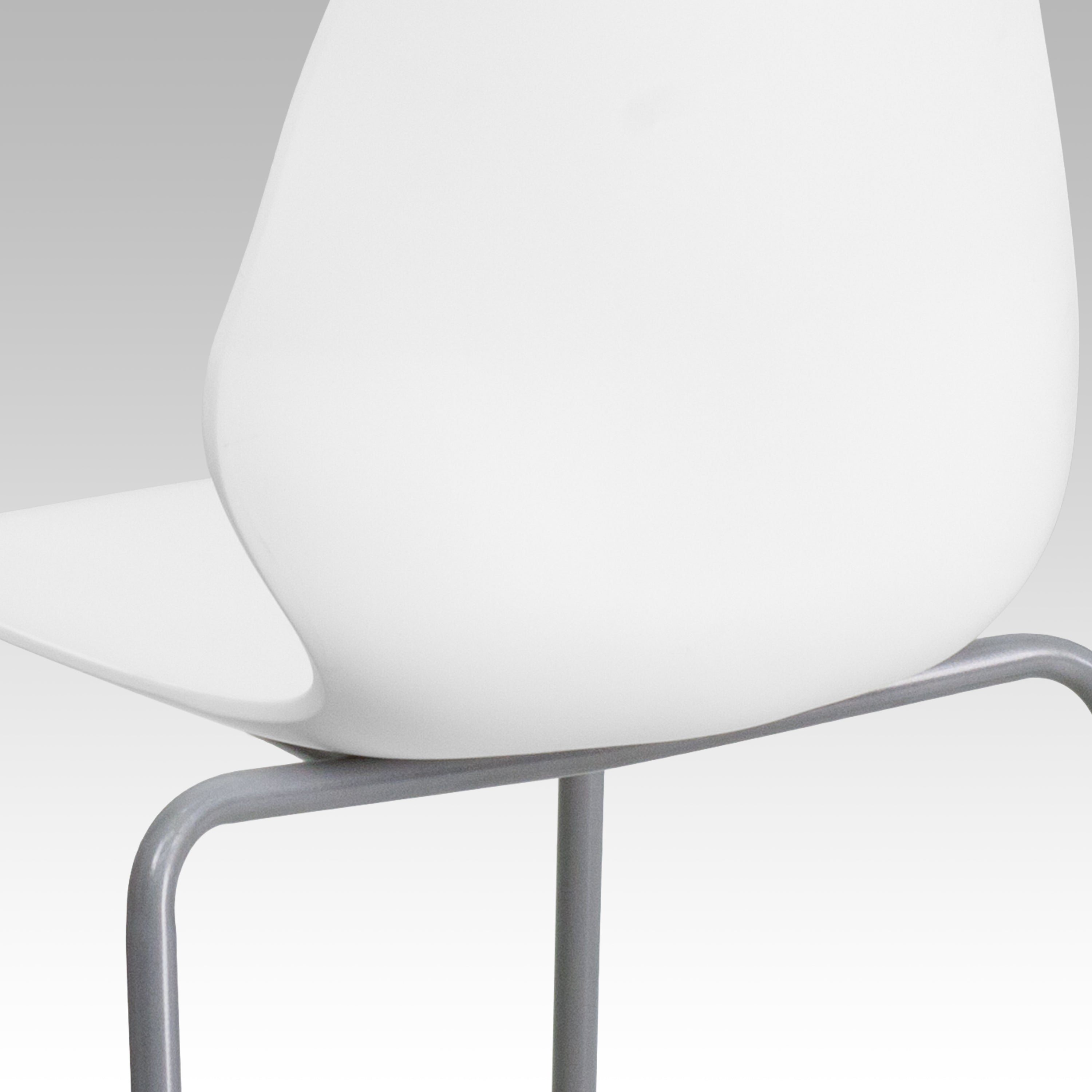 HERCULES Series 770 lb. Capacity White Stack Chair with Lumbar Support and Silver Frame