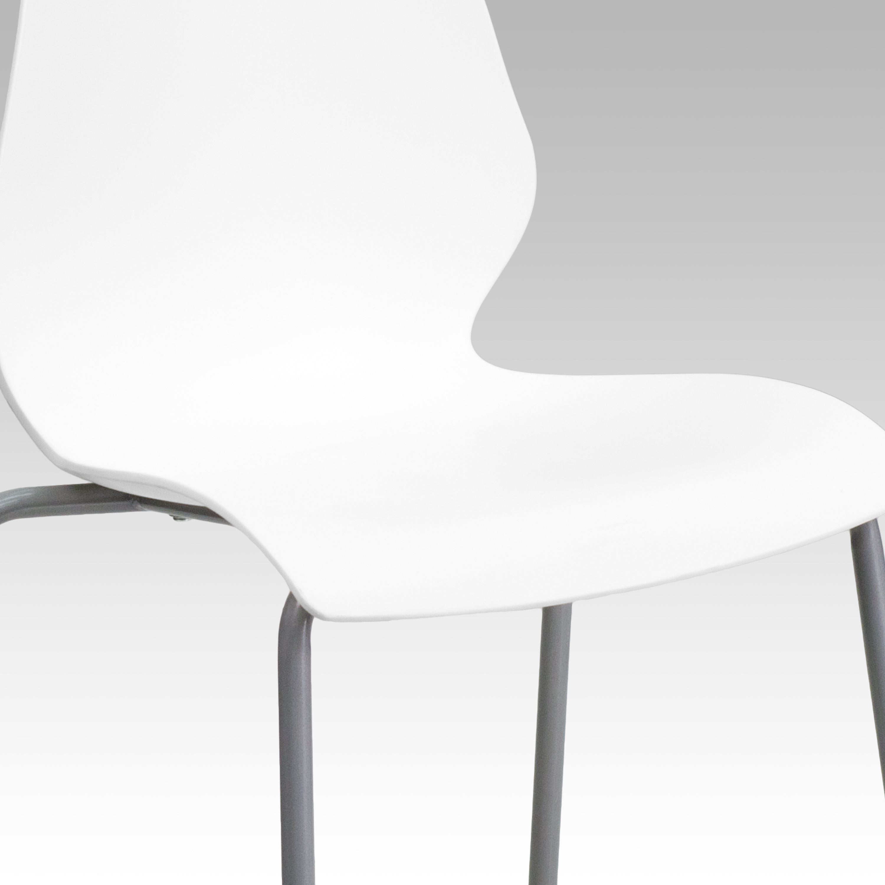 HERCULES Series 770 lb. Capacity White Stack Chair with Lumbar Support and Silver Frame