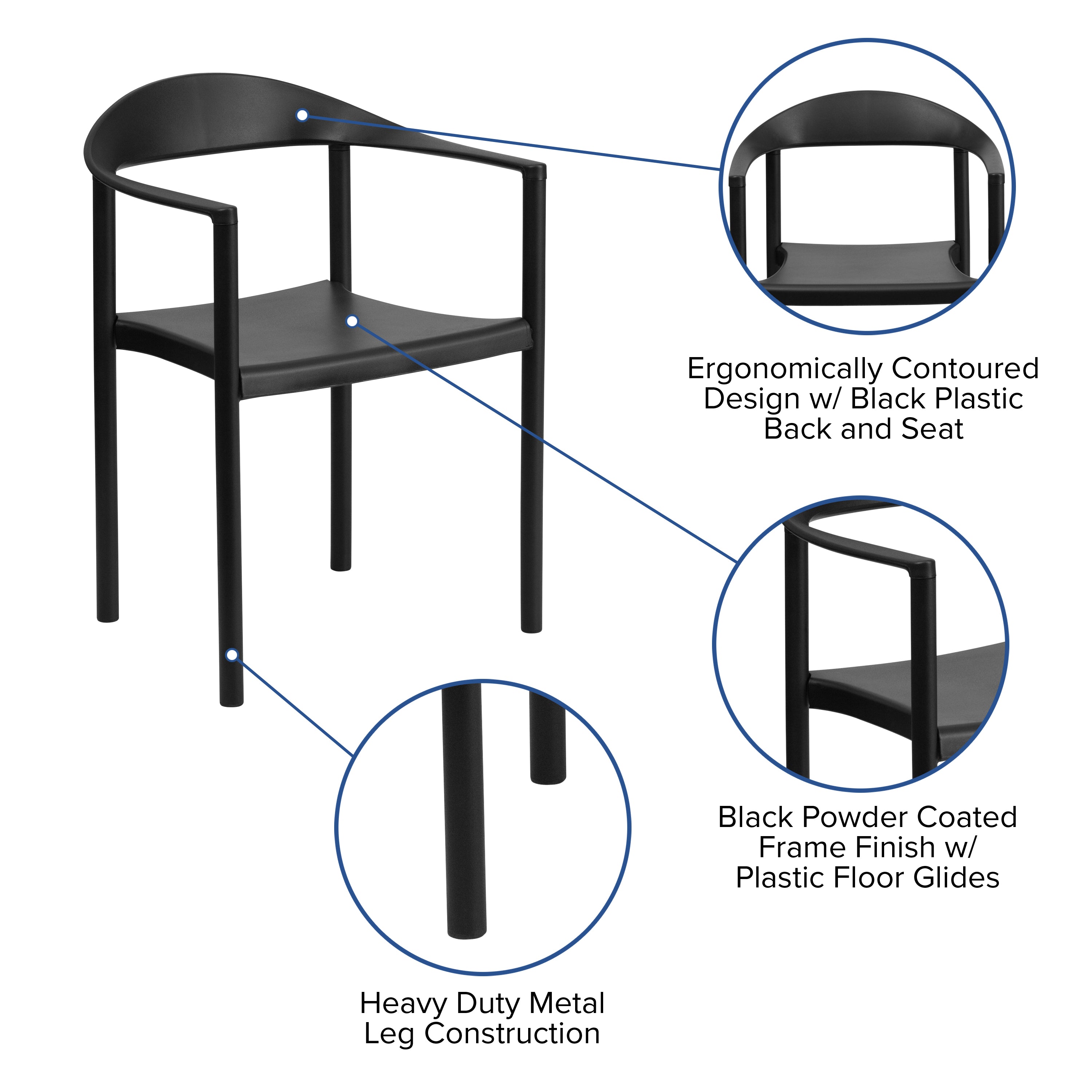 HERCULES Series 1000 lb. Capacity Black Plastic Cafe Stack Chair