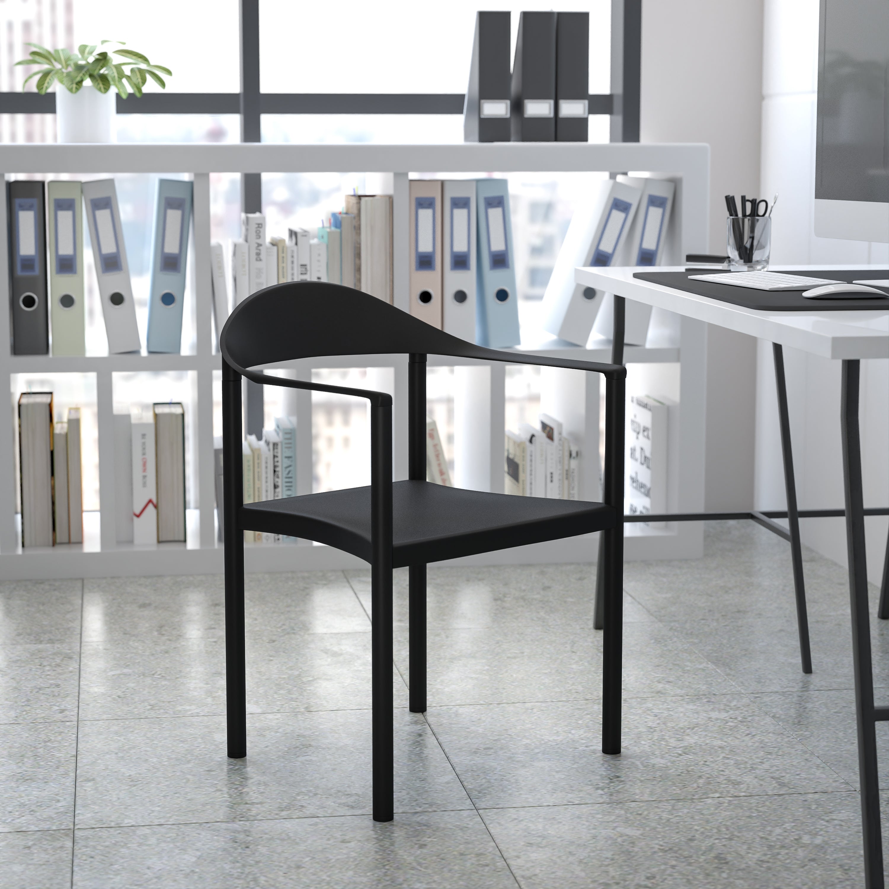 HERCULES Series 1000 lb. Capacity Black Plastic Cafe Stack Chair