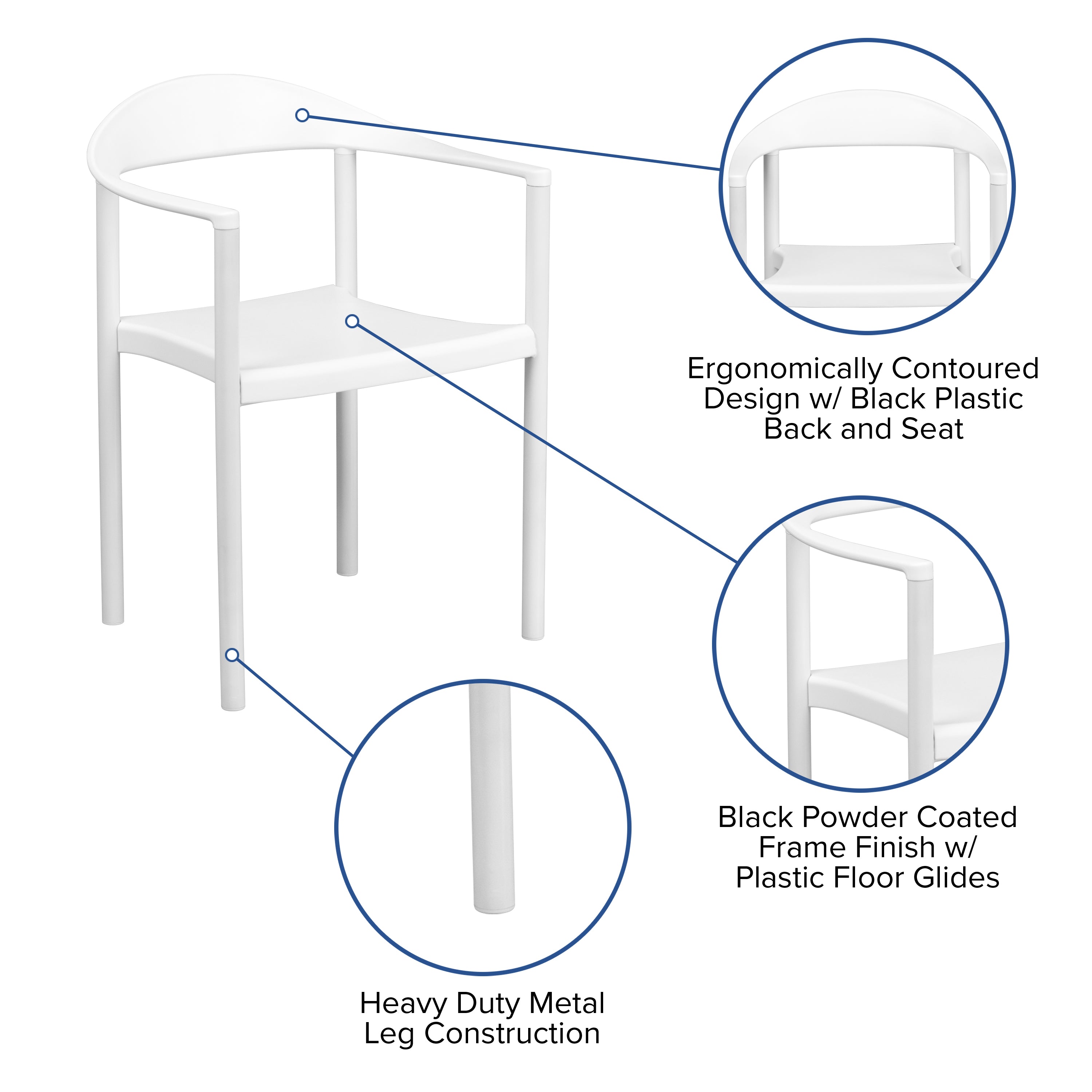 HERCULES Series 1000 lb. Capacity White Plastic Cafe Stack Chair
