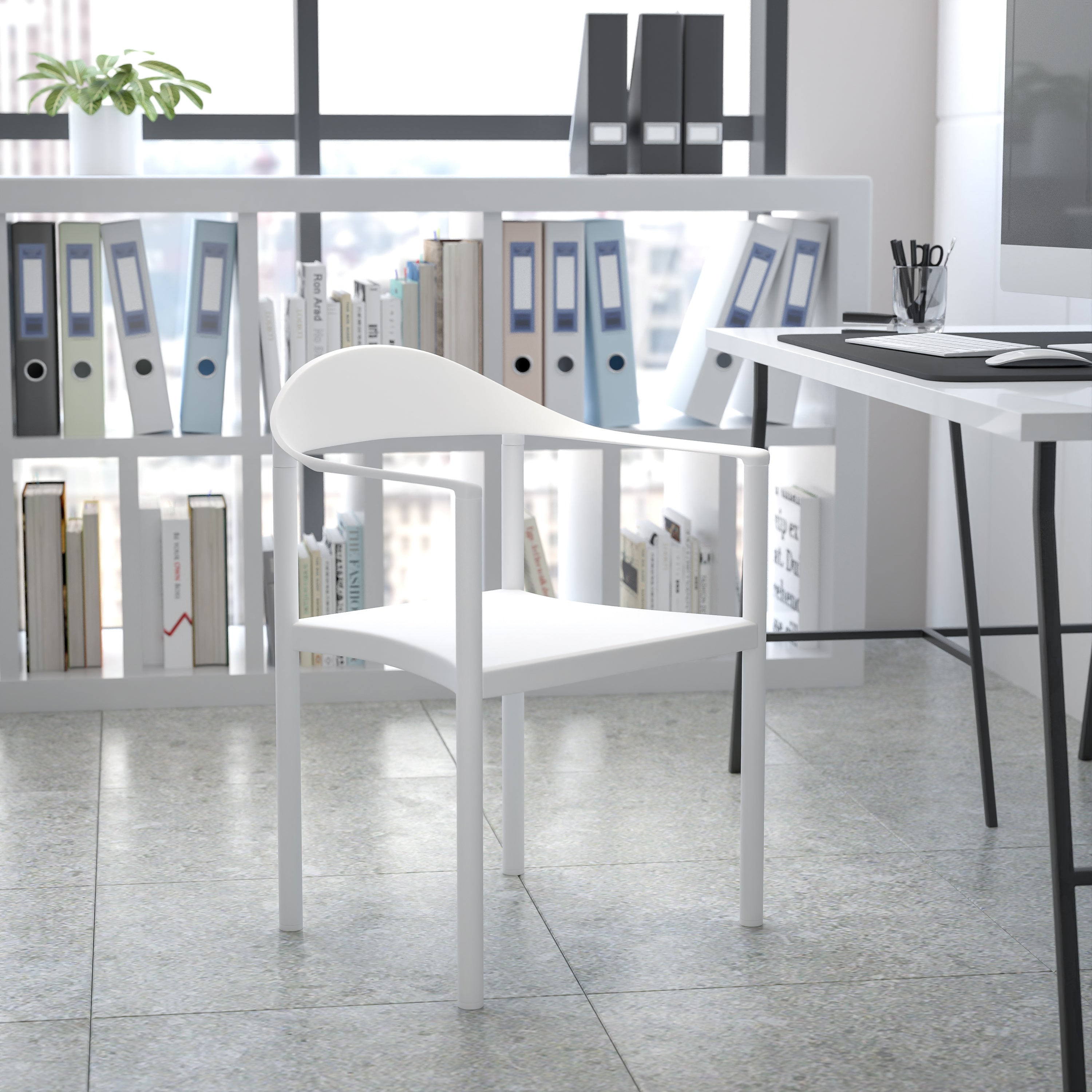 HERCULES Series 1000 lb. Capacity White Plastic Cafe Stack Chair